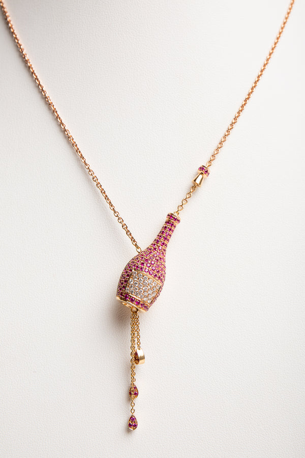 STEFERE | PINK SAPPHIRE CHAMPAGNE BOTTLE NECKLACE