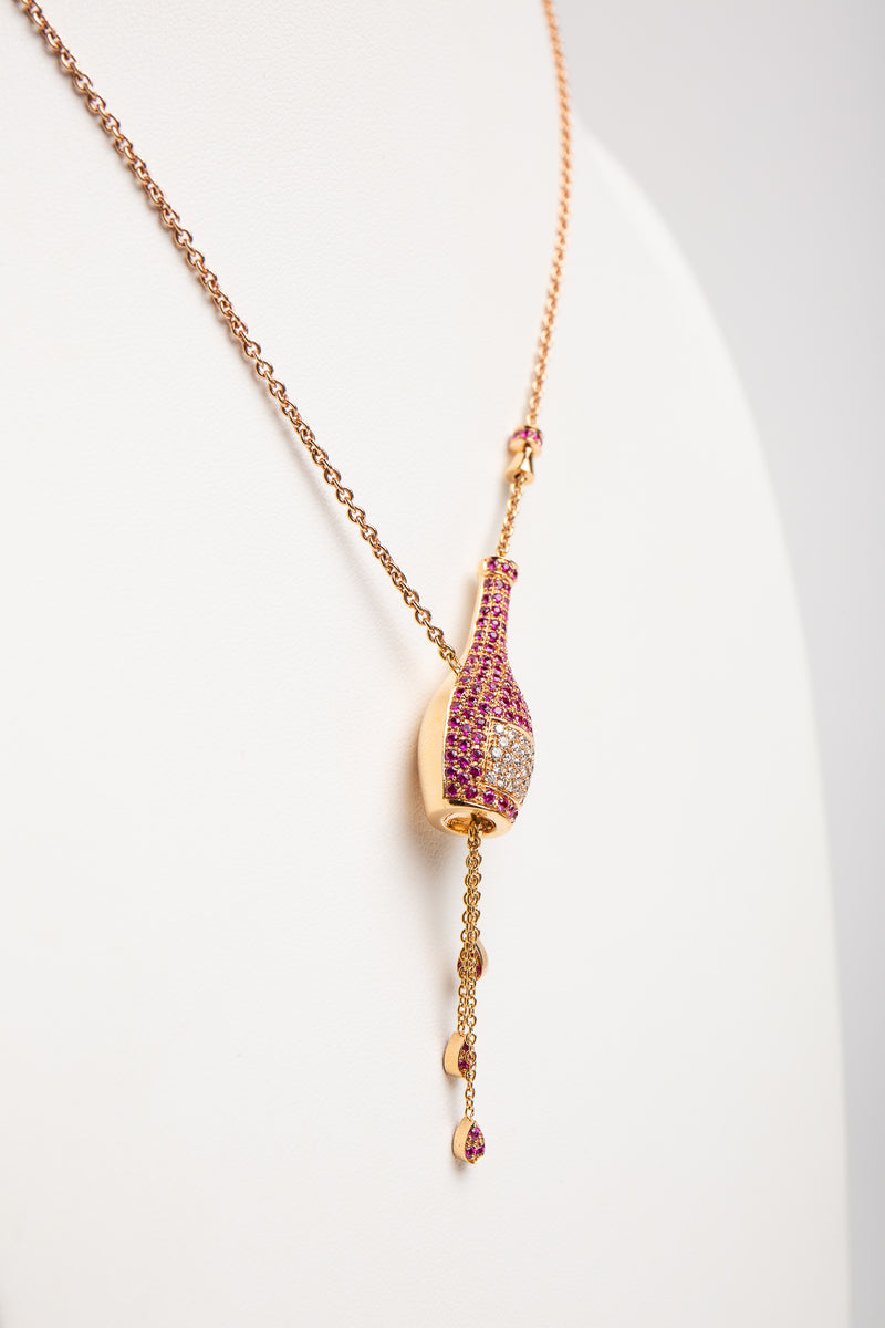 STEFERE | PINK SAPPHIRE CHAMPAGNE BOTTLE NECKLACE