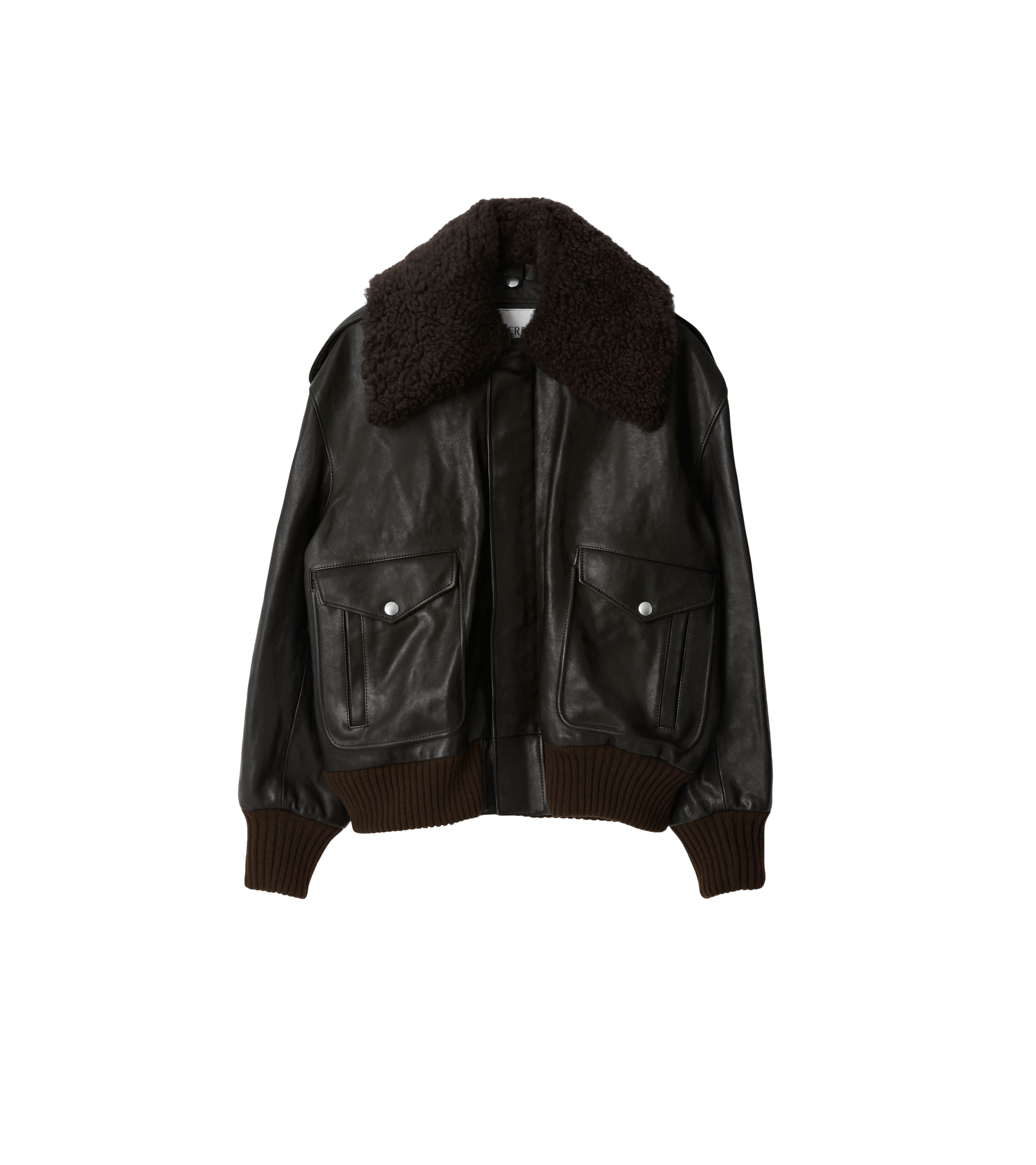 BURBERRY | SHEARLING COLLAR LEATHER JACKET