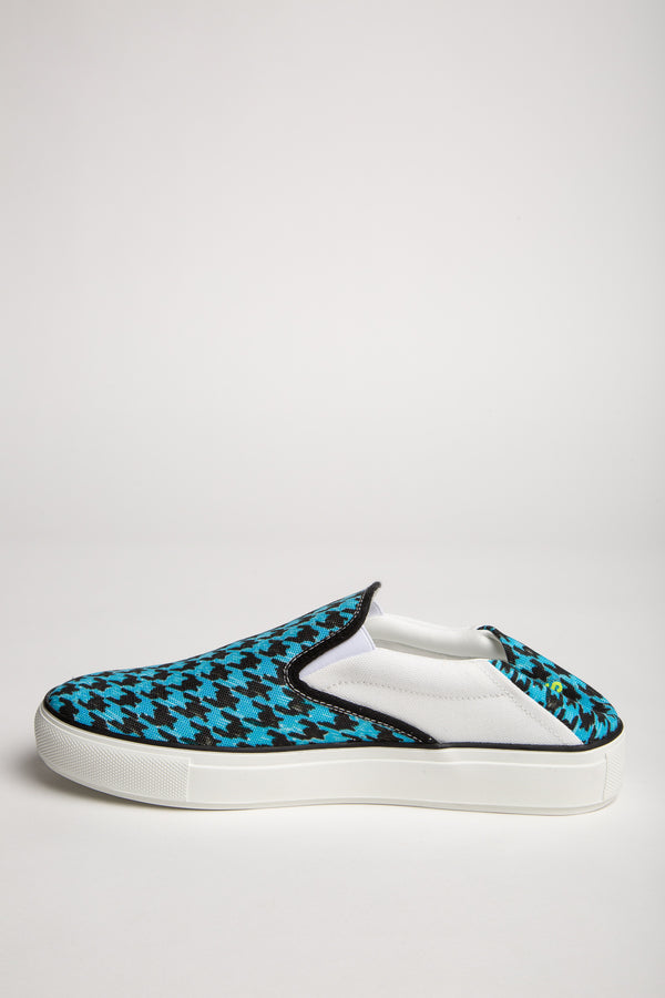 VETEMENTS | BLUE HOUNDSTOOTH BABOUCHE SLIP ON SNEAKERS