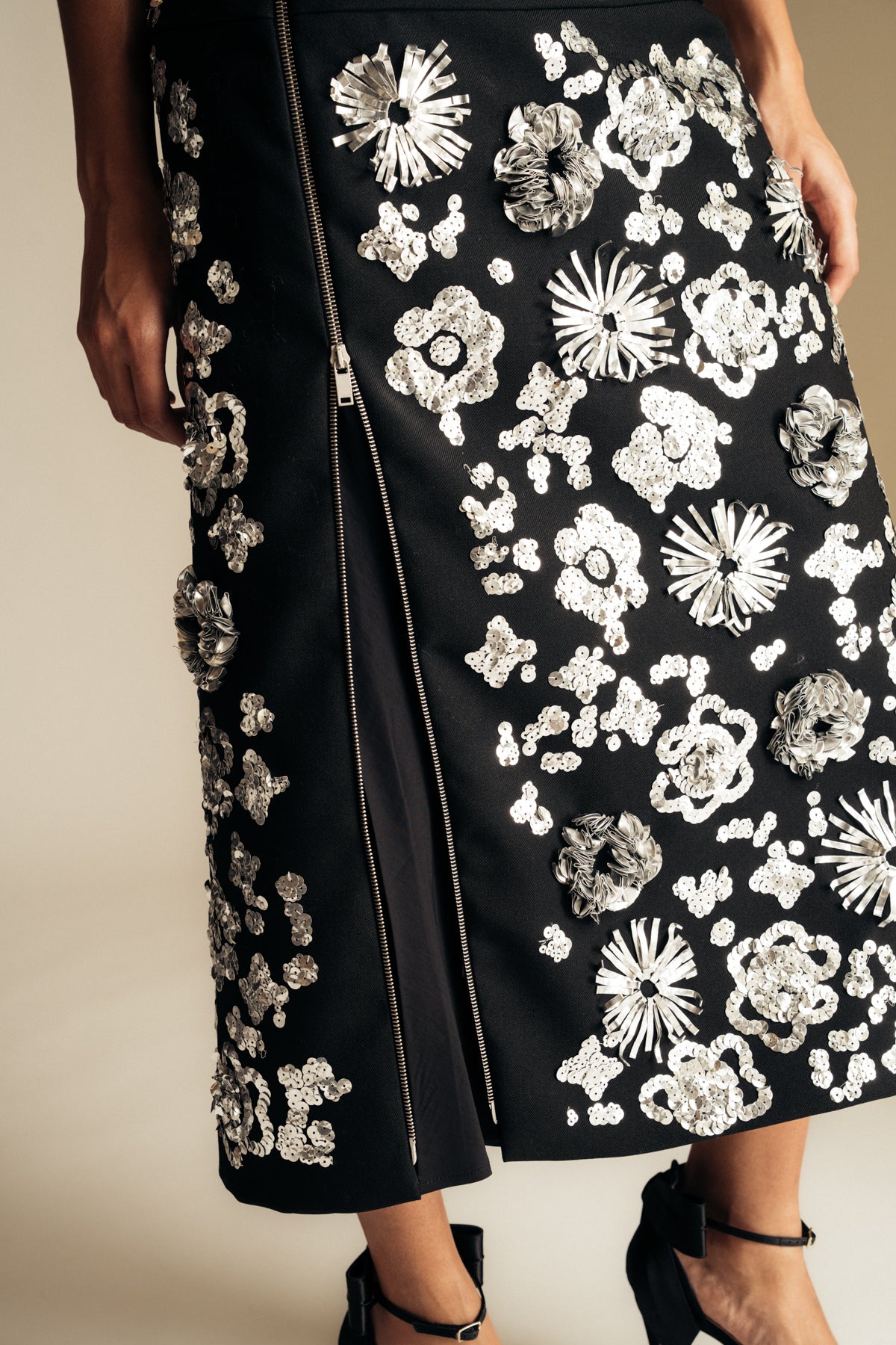 JIL SANDER | EMBROIDERED ASYMMETRICAL SKIRT - MAXFIELD LA