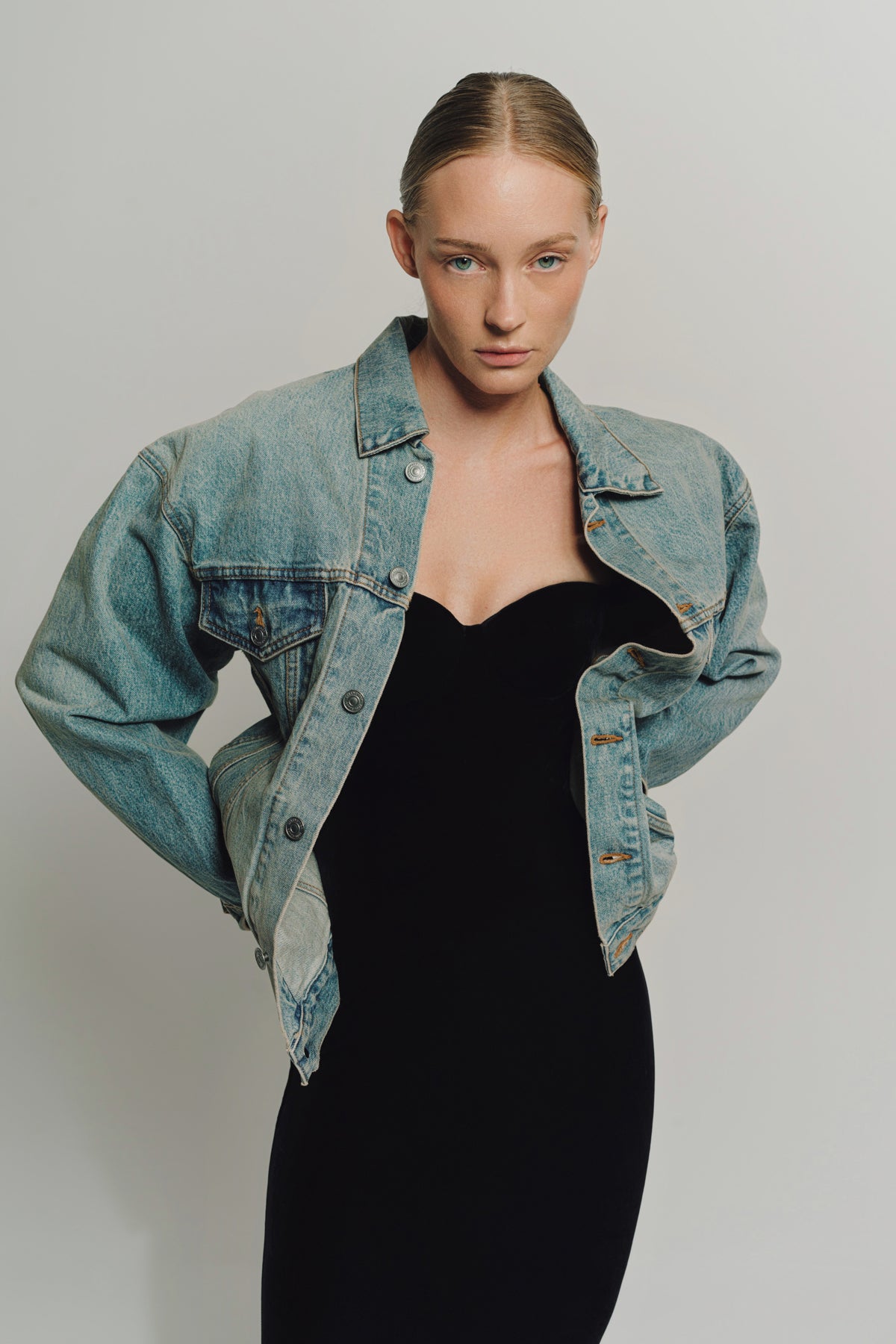 BALENCIAGA DENIM HOURGLASS JACKET