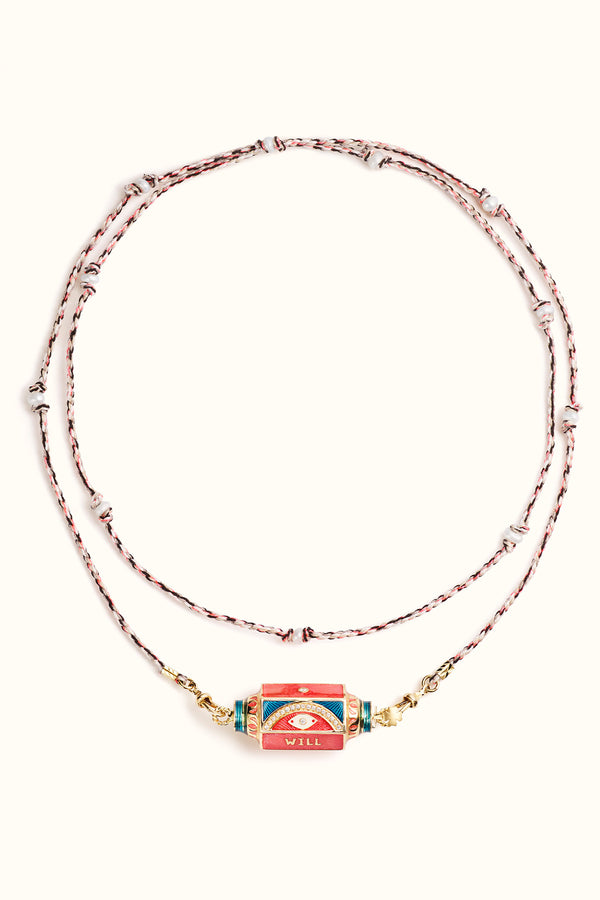 MARIE LICHTENBERG | 14K GOLD EYE WILL PINK NECKLACE