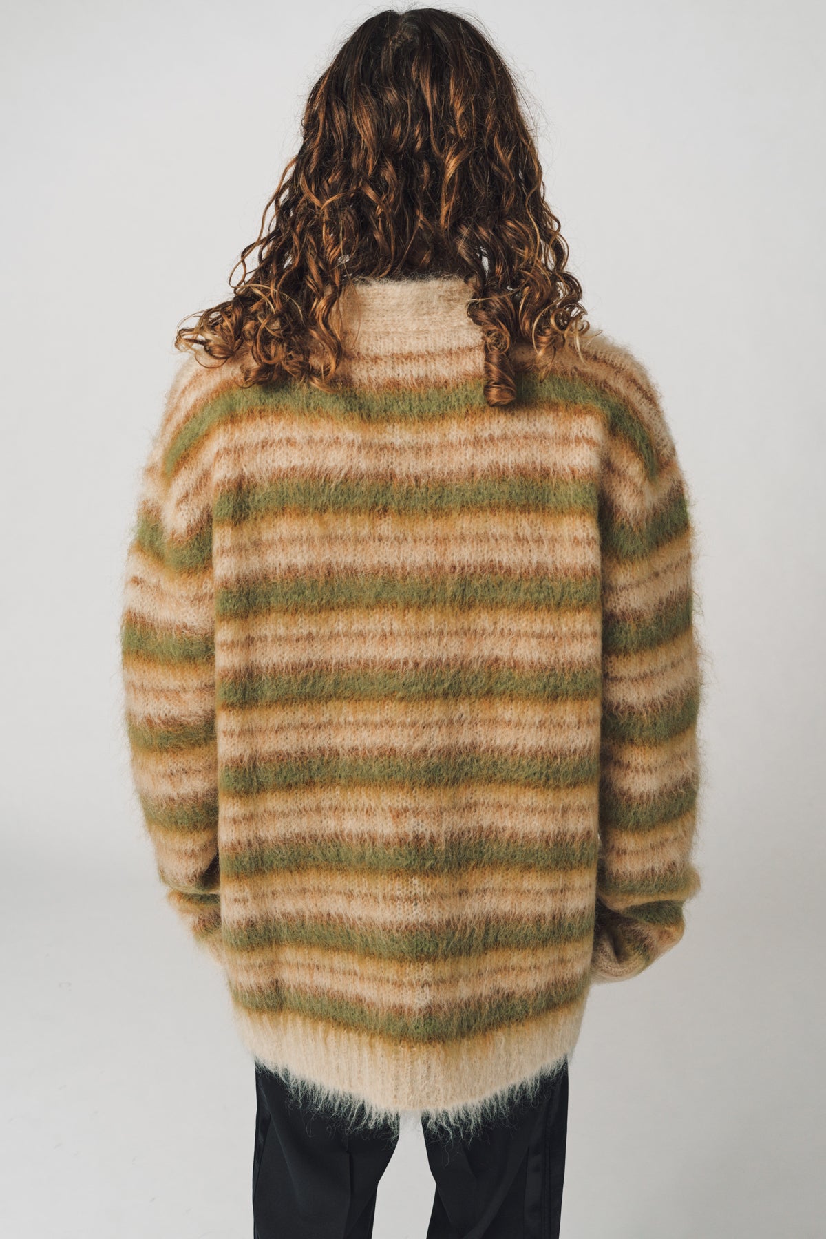 MARNI | CAMEL STRIPED MOHAIR CARDIGAN