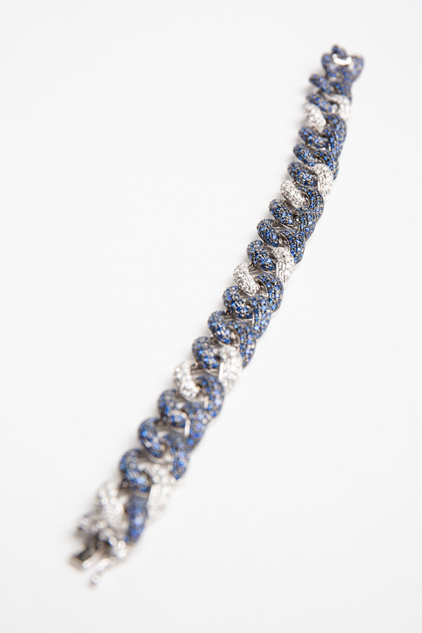 STEFERE | BLUE SAPPHIRE & WHITE DIAMOND LINK BRACELET