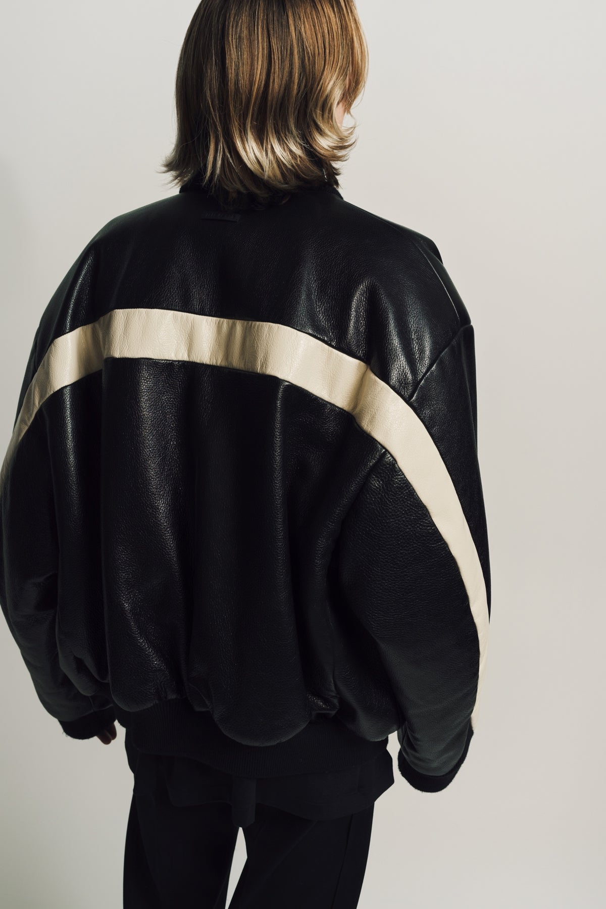 FEAR OF GOD | LEATHER MOTO STRIPE BOMBER - MAXFIELD LA
