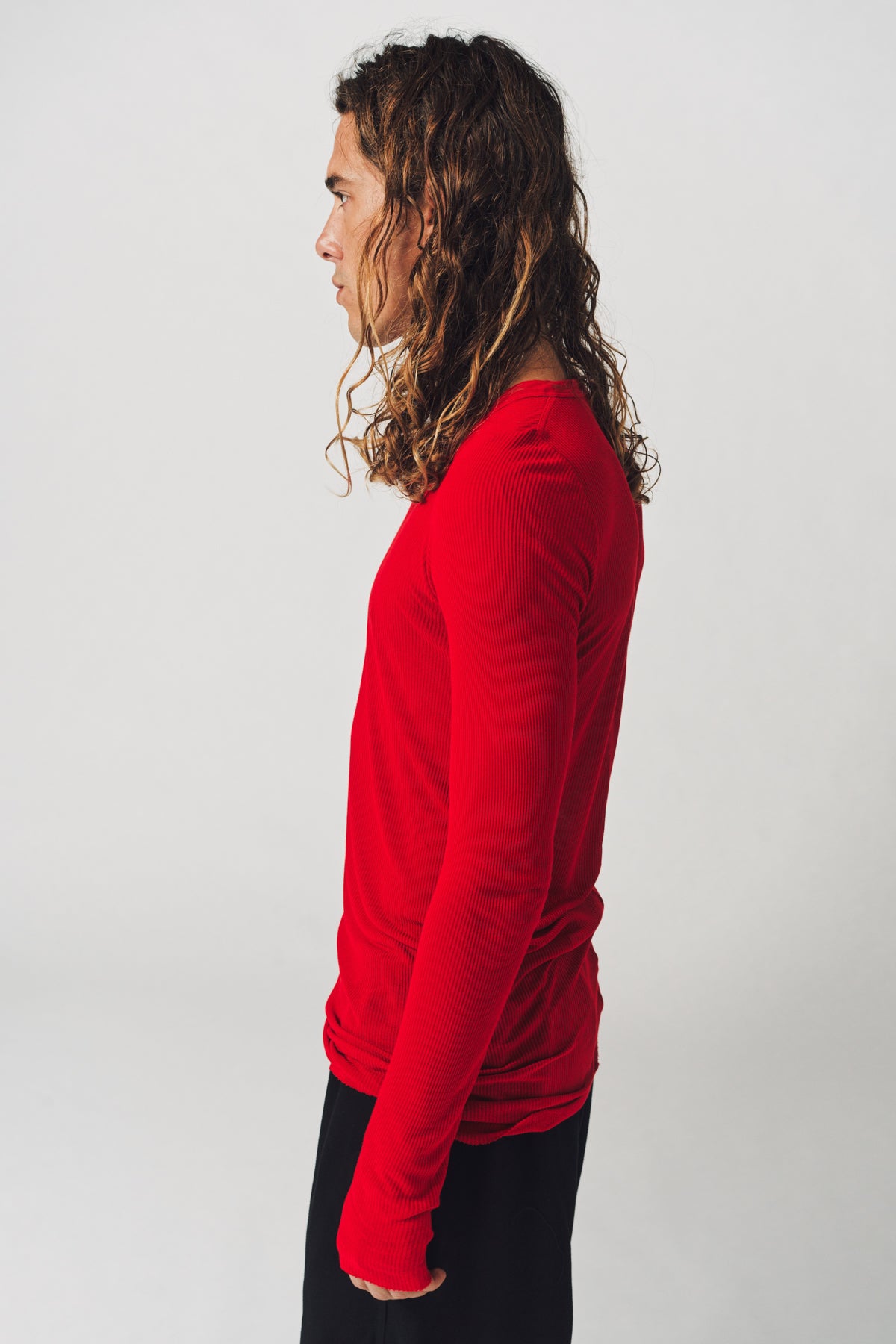 RICK OWENS | RIB LONG SLEEVE TEE - MAXFIELD LA