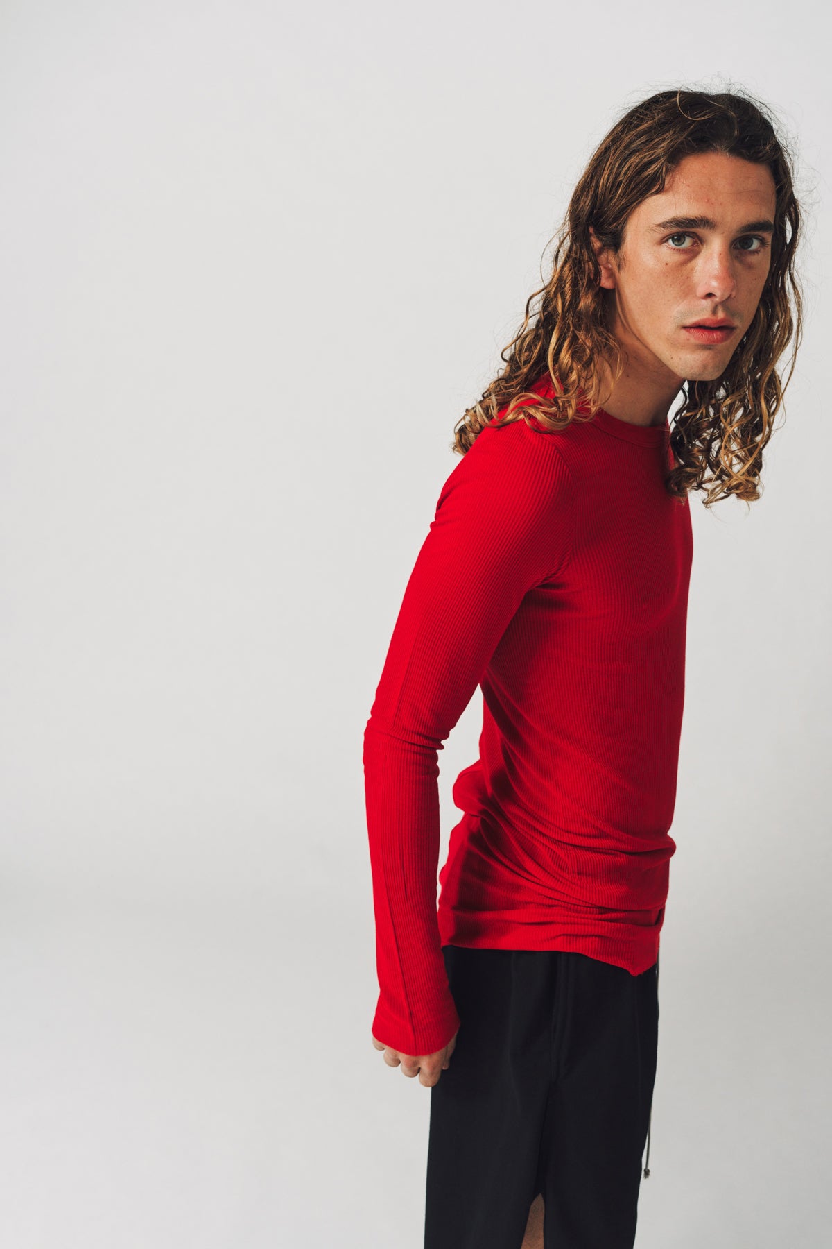 RICK OWENS | RIB LONG SLEEVE TEE - MAXFIELD LA