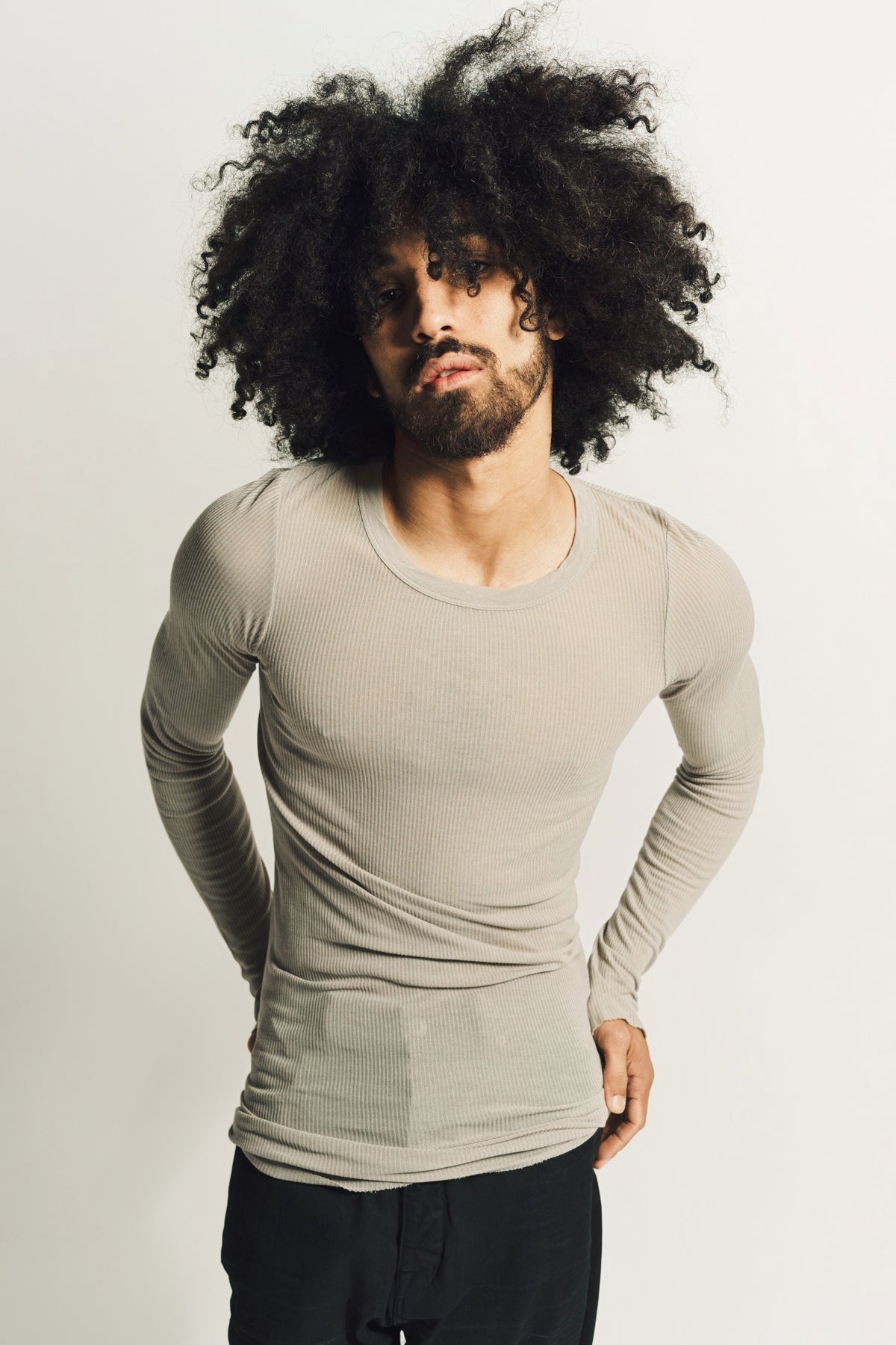 RICK OWENS | RIB LONG SLEEVE TEE - MAXFIELD LA