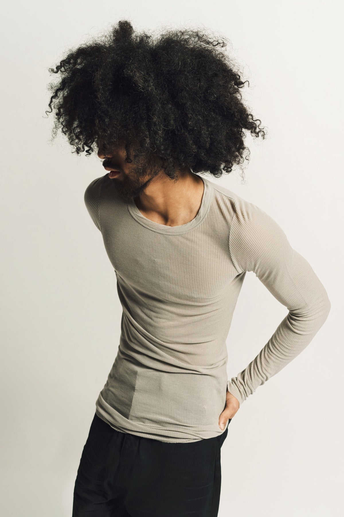 RICK OWENS | RIB LONG SLEEVE TEE - MAXFIELD LA