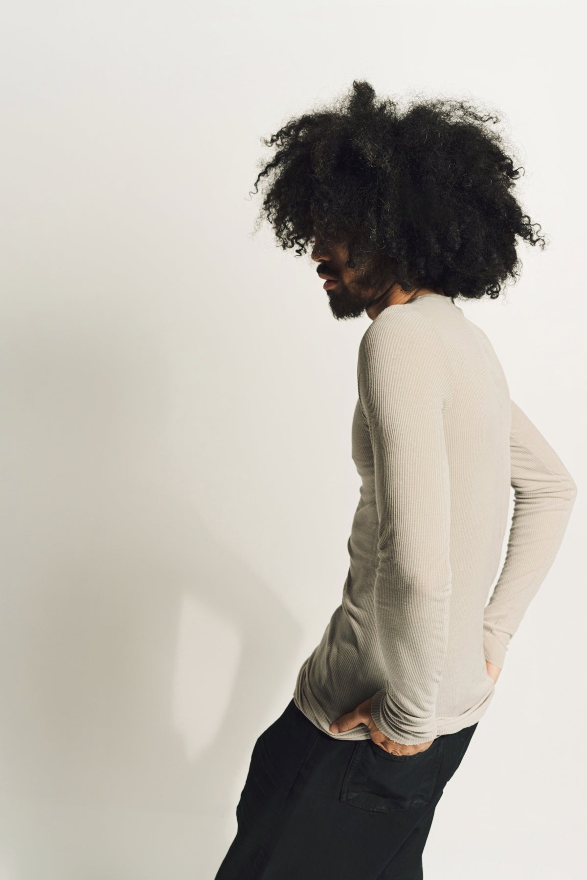 RICK OWENS | RIB LONG SLEEVE TEE - MAXFIELD LA