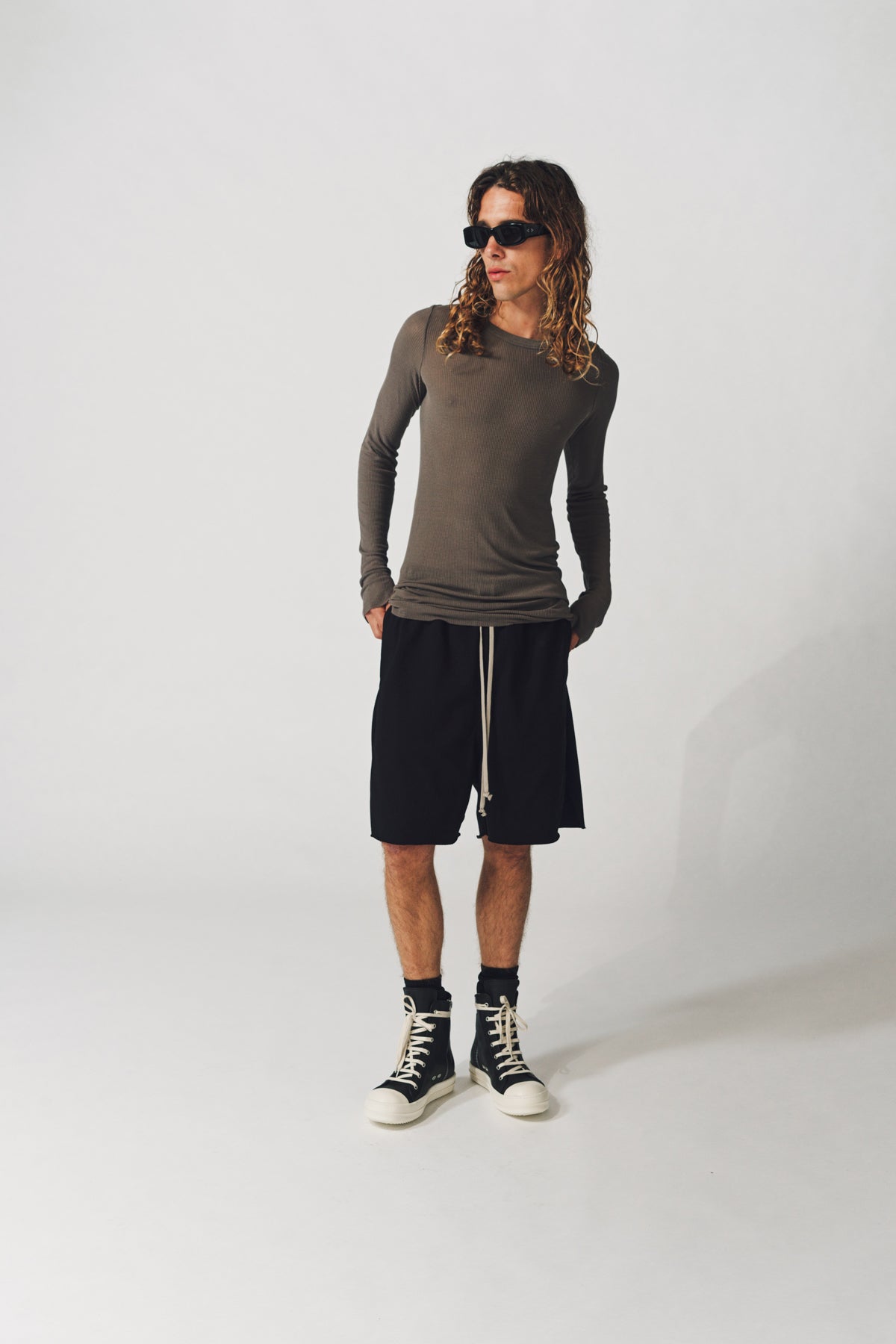 RICK OWENS | RIB LONG SLEEVE TEE - MAXFIELD LA