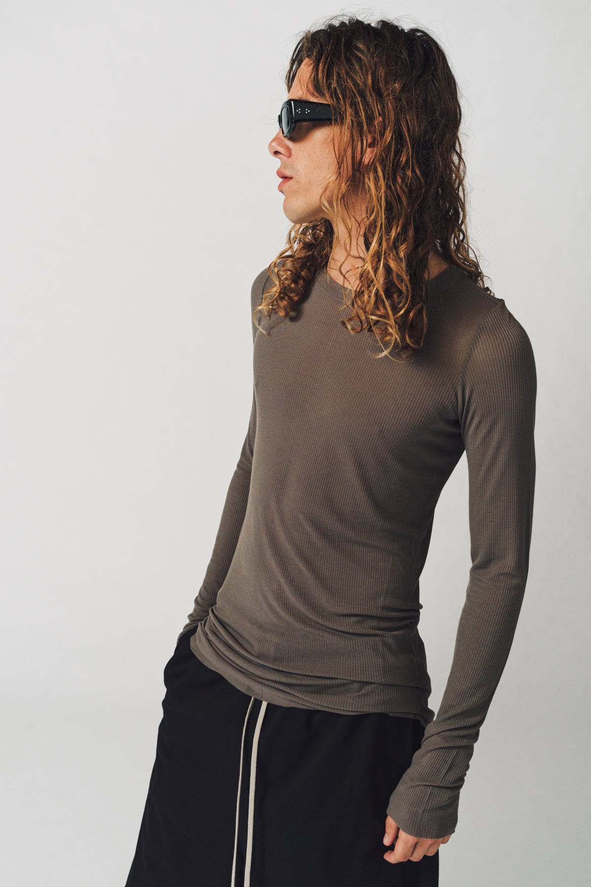 RICK OWENS | RIB LONG SLEEVE TEE - MAXFIELD LA