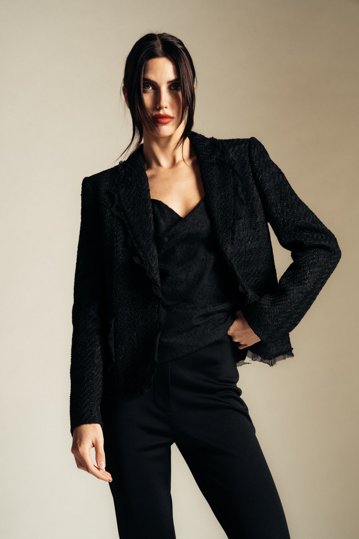 GIVENCHY GENTLEMAN ニット ジャケット 金ボタン 刺繍 黒 GIVENCHY | HOUNDSTOOTH TWEED JACKET