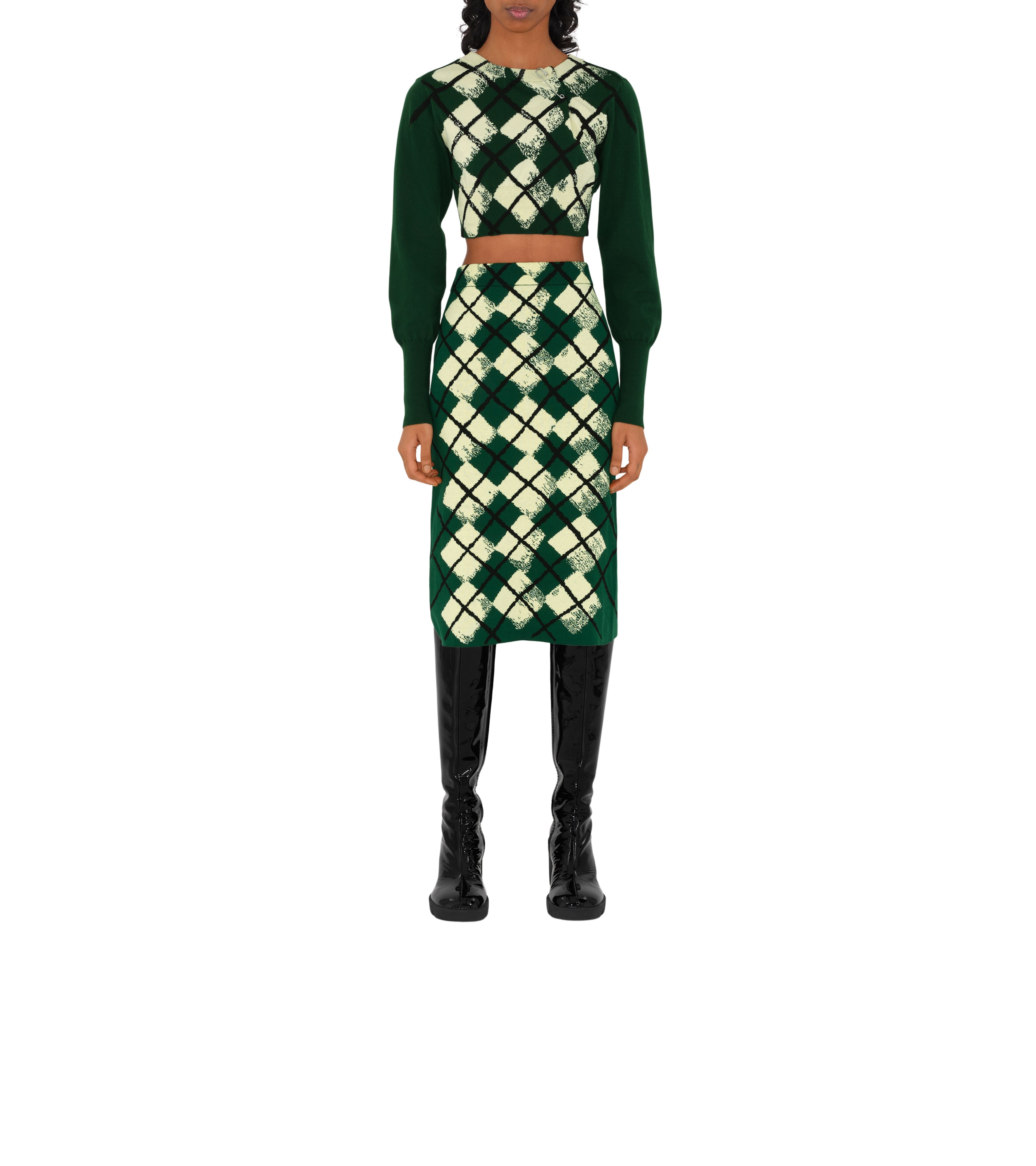 BURBERRY | ARGYLE COTTON SKIRT