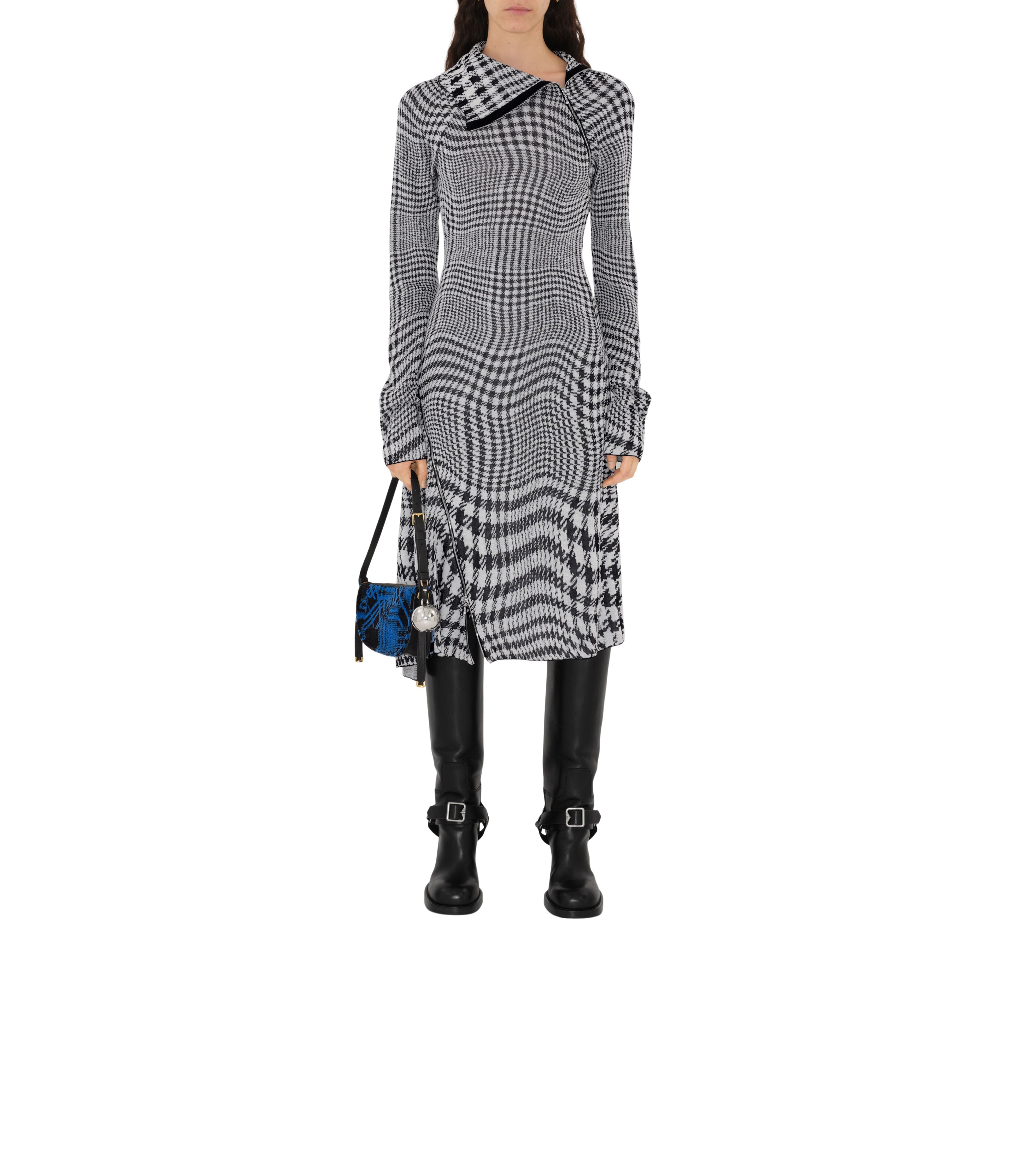 BURBERRY | WARPED HOUNDSTOOTH WOOL BLEND DRESS - MAXFIELD LA