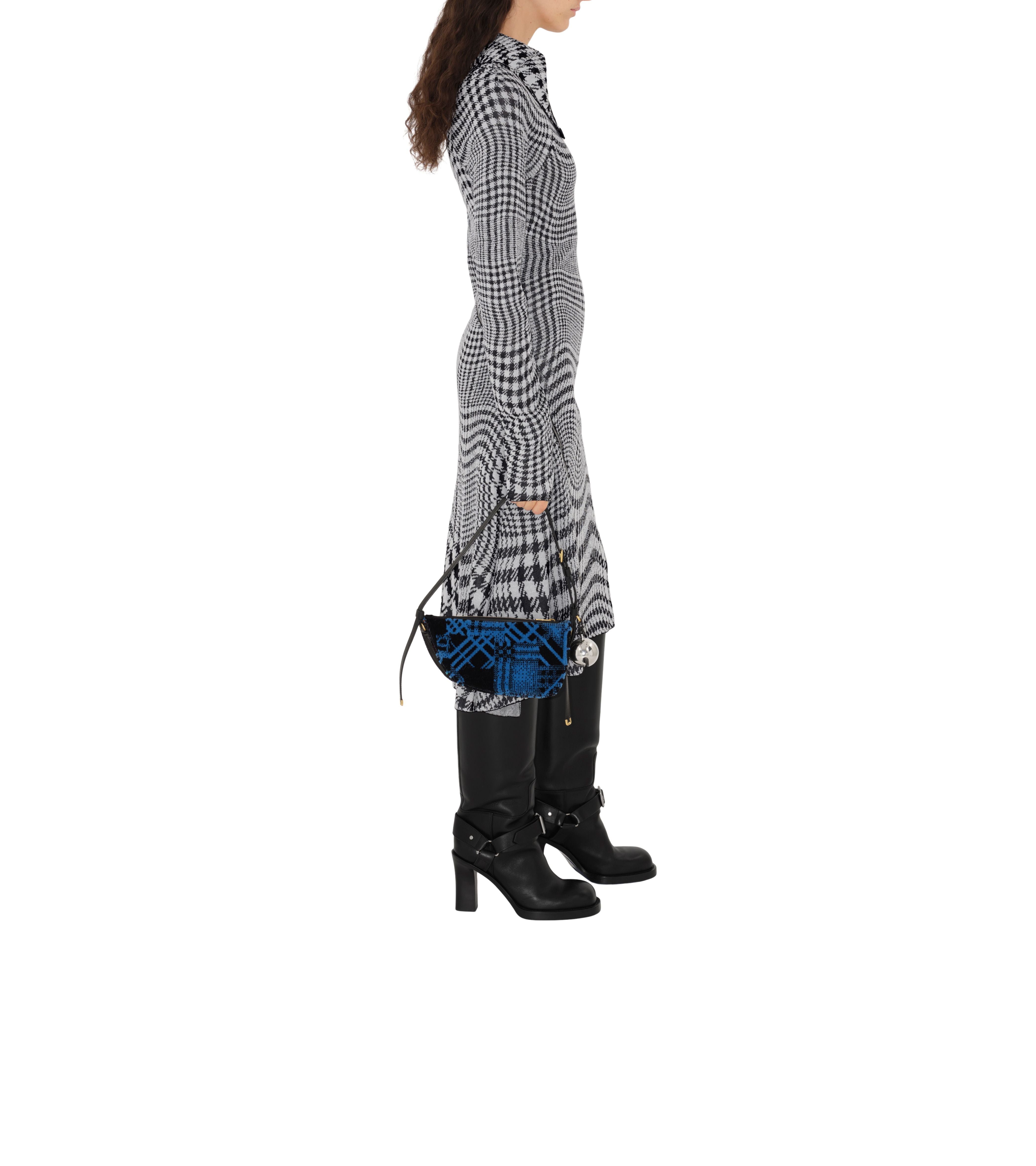 BURBERRY | WARPED HOUNDSTOOTH WOOL BLEND DRESS - MAXFIELD LA