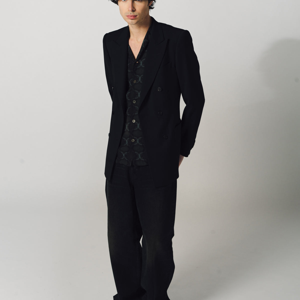 DRIES VAN NOTEN | DRAPY WOOL DOUBLE BREASTED JACKET