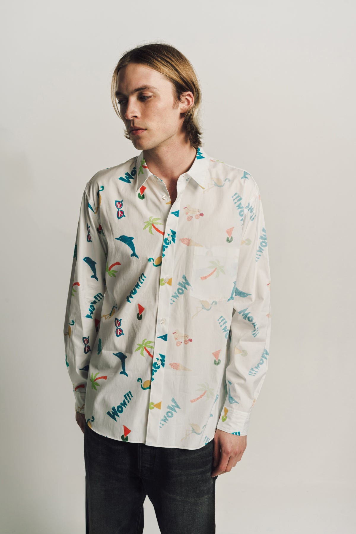 COMME DES GARCONS HOMME PLUS | BROAD PRINTED LONG SLEEVE SHIRT - MAXFIELD LA