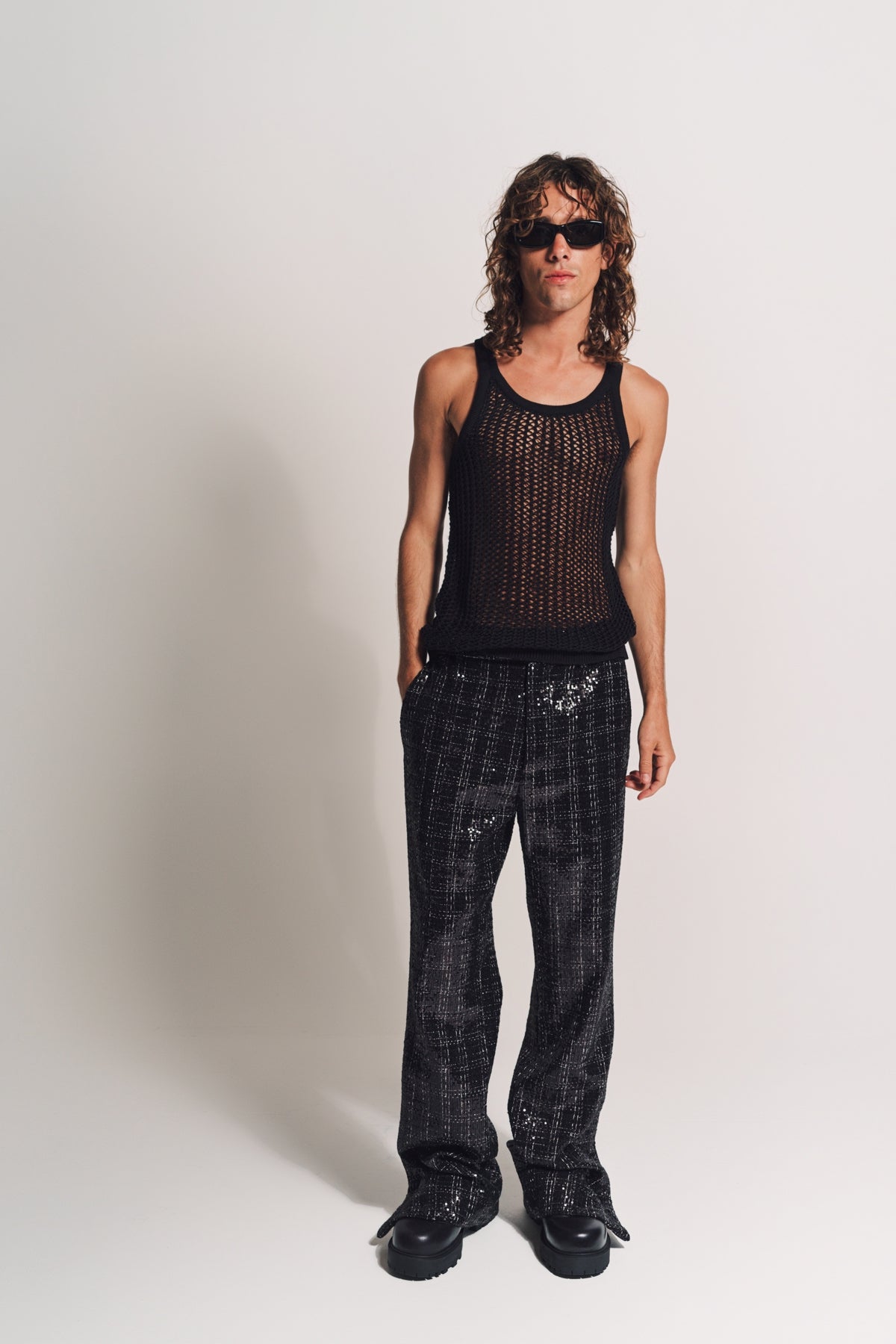 AMIRI | SEQUINED BOUCLE PANTS - MAXFIELD LA