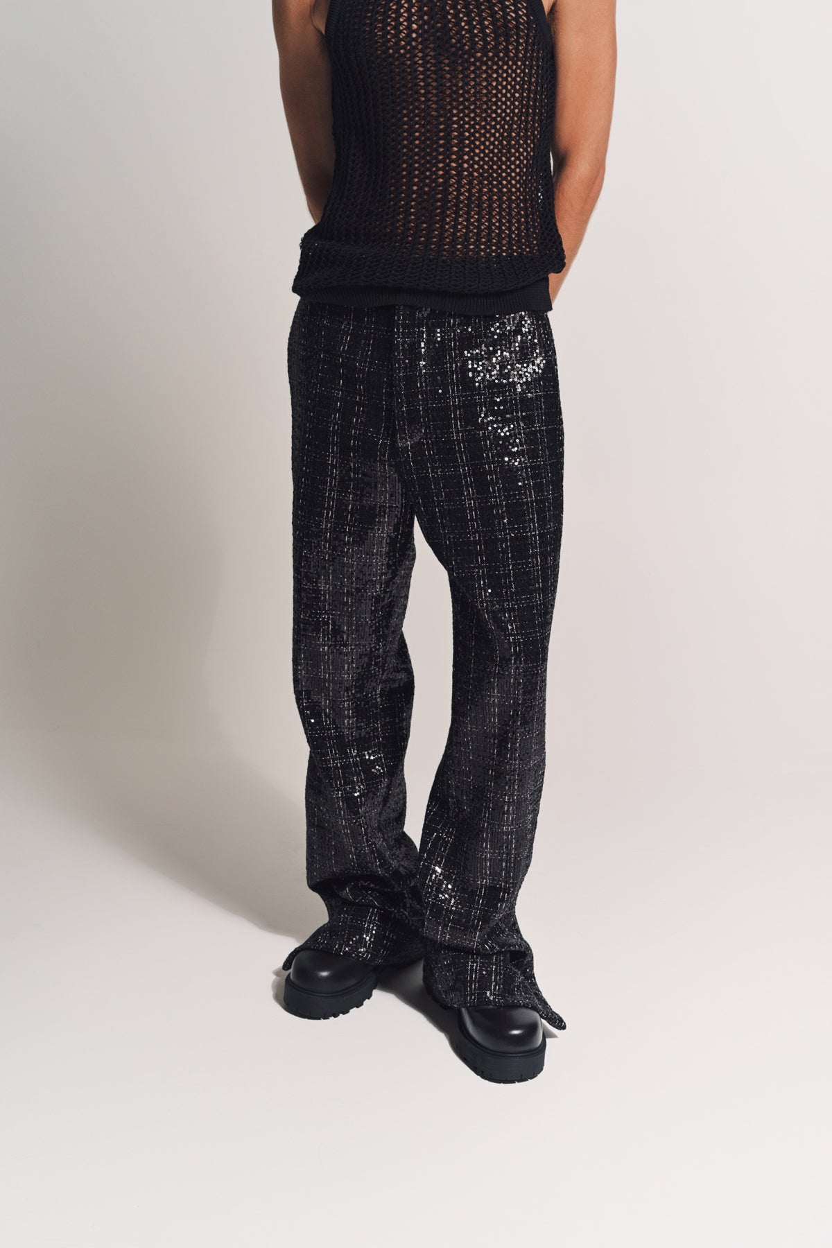 AMIRI | SEQUINED BOUCLE PANTS - MAXFIELD LA