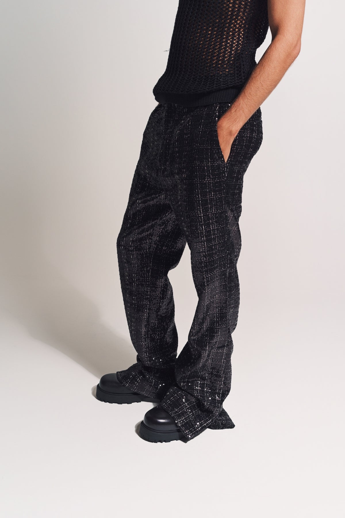 AMIRI | SEQUINED BOUCLE PANTS - MAXFIELD LA