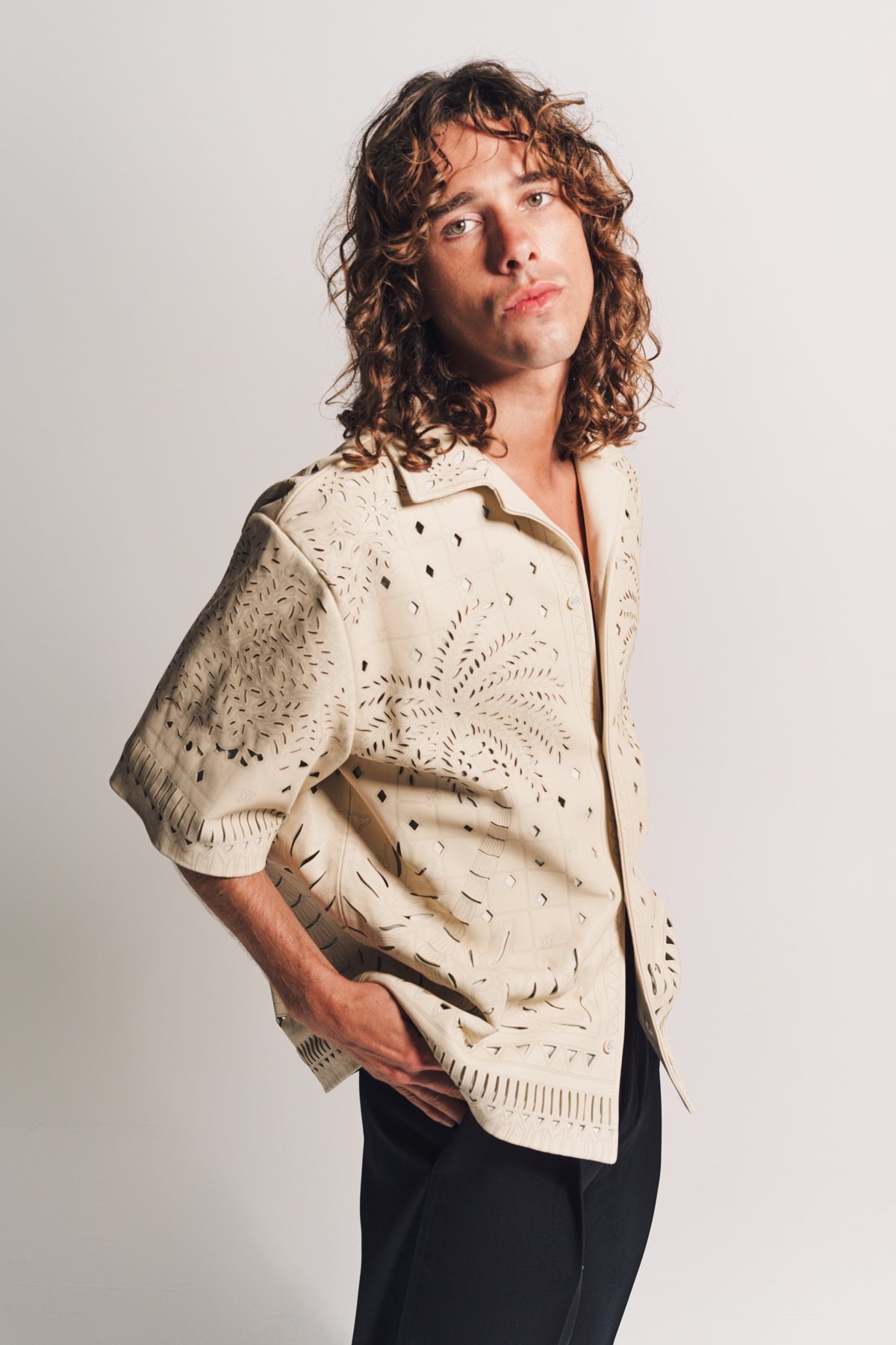 AMIRI | PALM TREE LASER SHORT SLEEVE SHIRT - MAXFIELD LA
