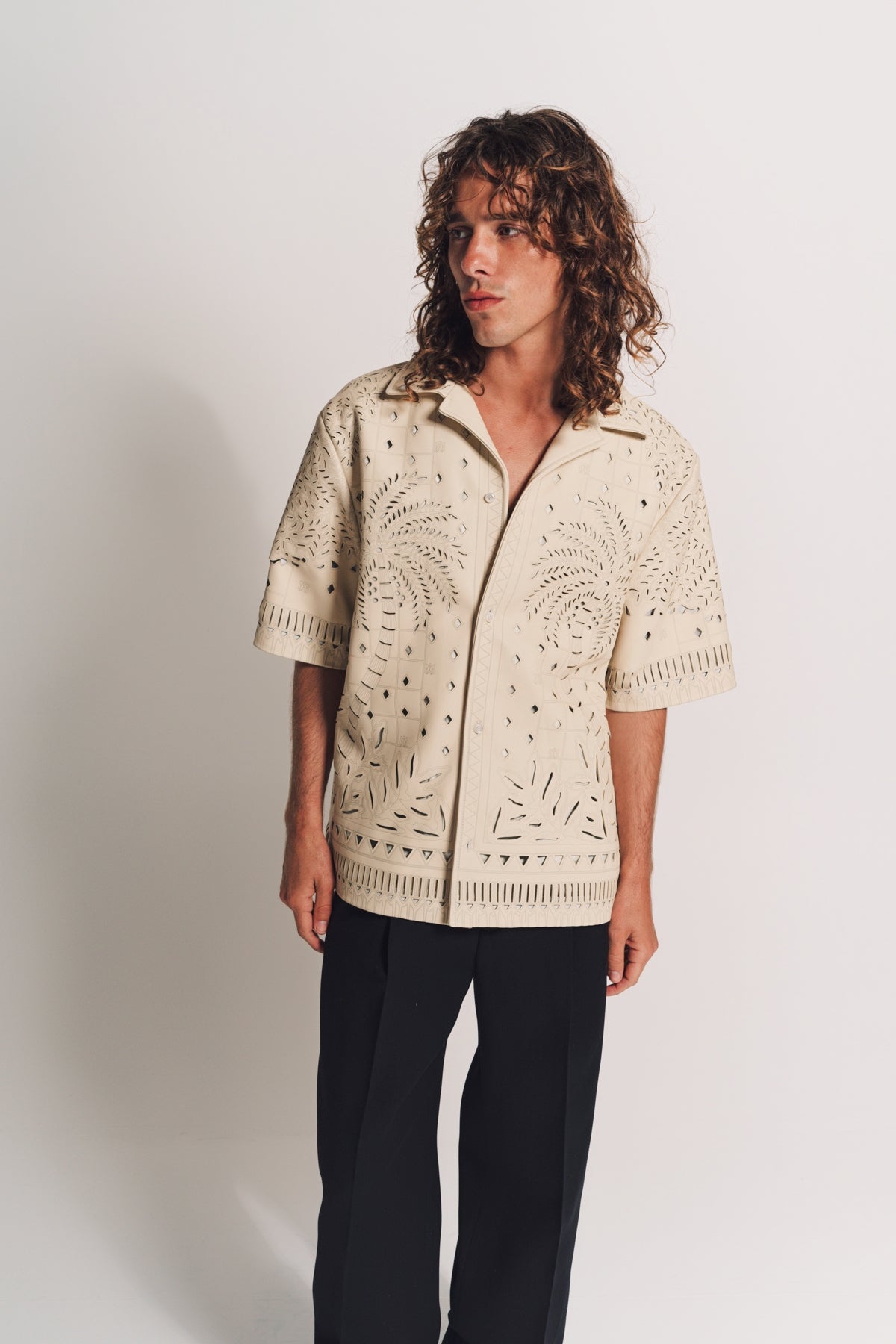 AMIRI | PALM TREE LASER SHORT SLEEVE SHIRT - MAXFIELD LA