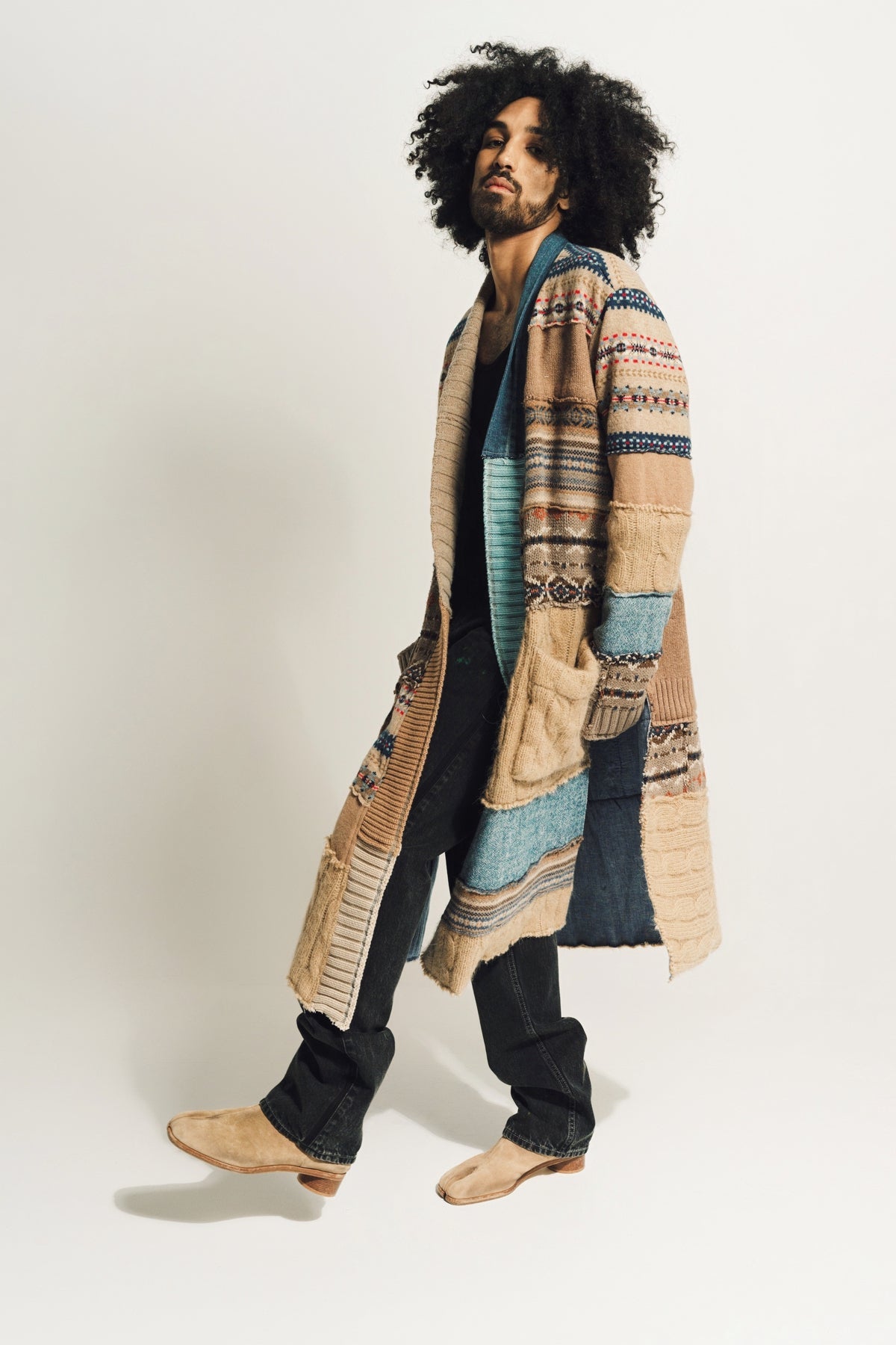 GREG LAUREN | FAIRISLE STITCHWORK LONG GL1 SWEATER - MAXFIELD LA
