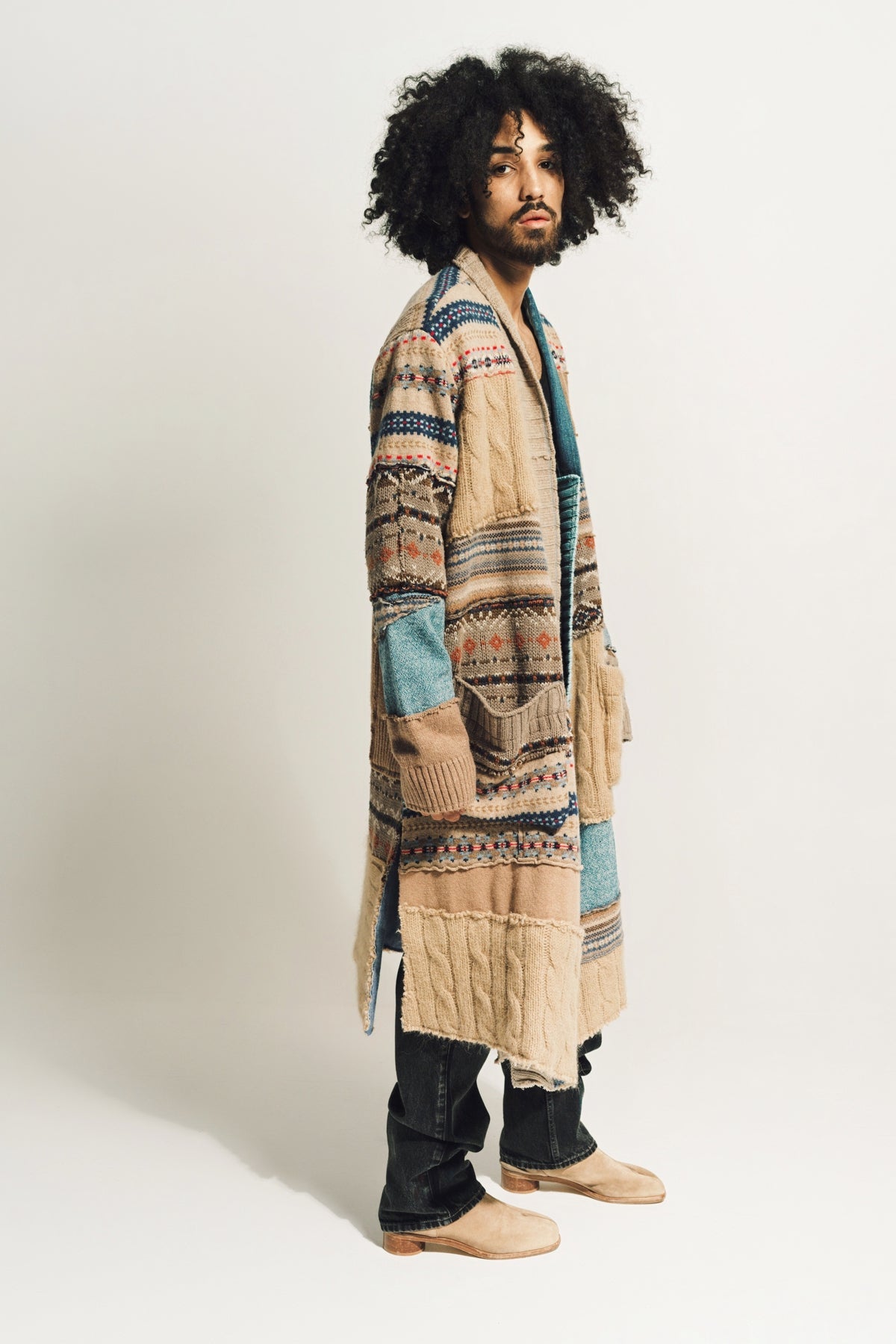 GREG LAUREN | FAIRISLE STITCHWORK LONG GL1 SWEATER - MAXFIELD LA
