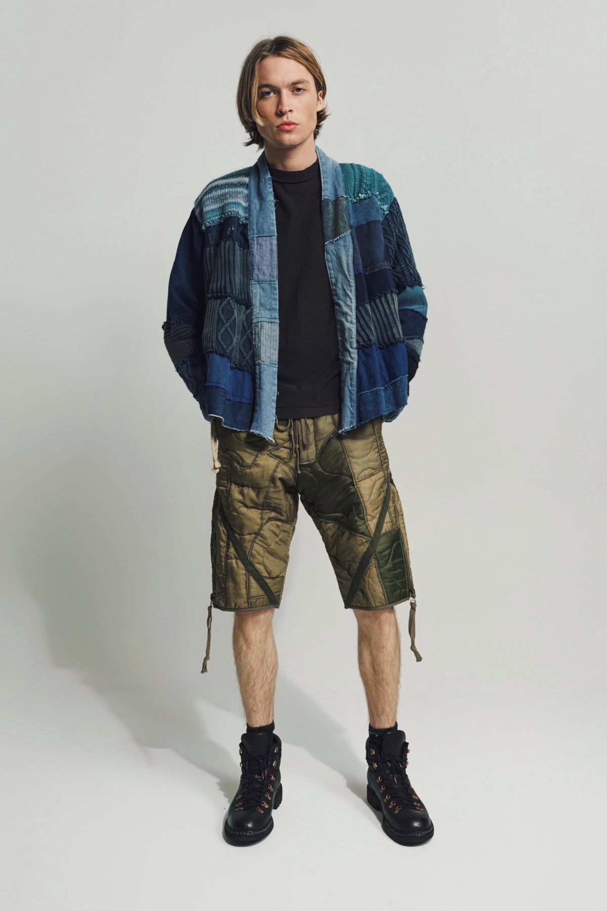 GREG LAUREN | MIXED PUFFER ZIP SHORTS - MAXFIELD LA