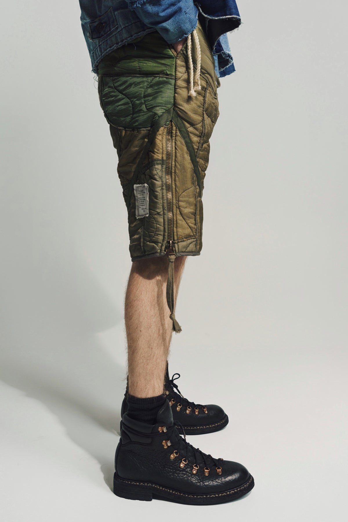 GREG LAUREN | MIXED PUFFER ZIP SHORTS - MAXFIELD LA