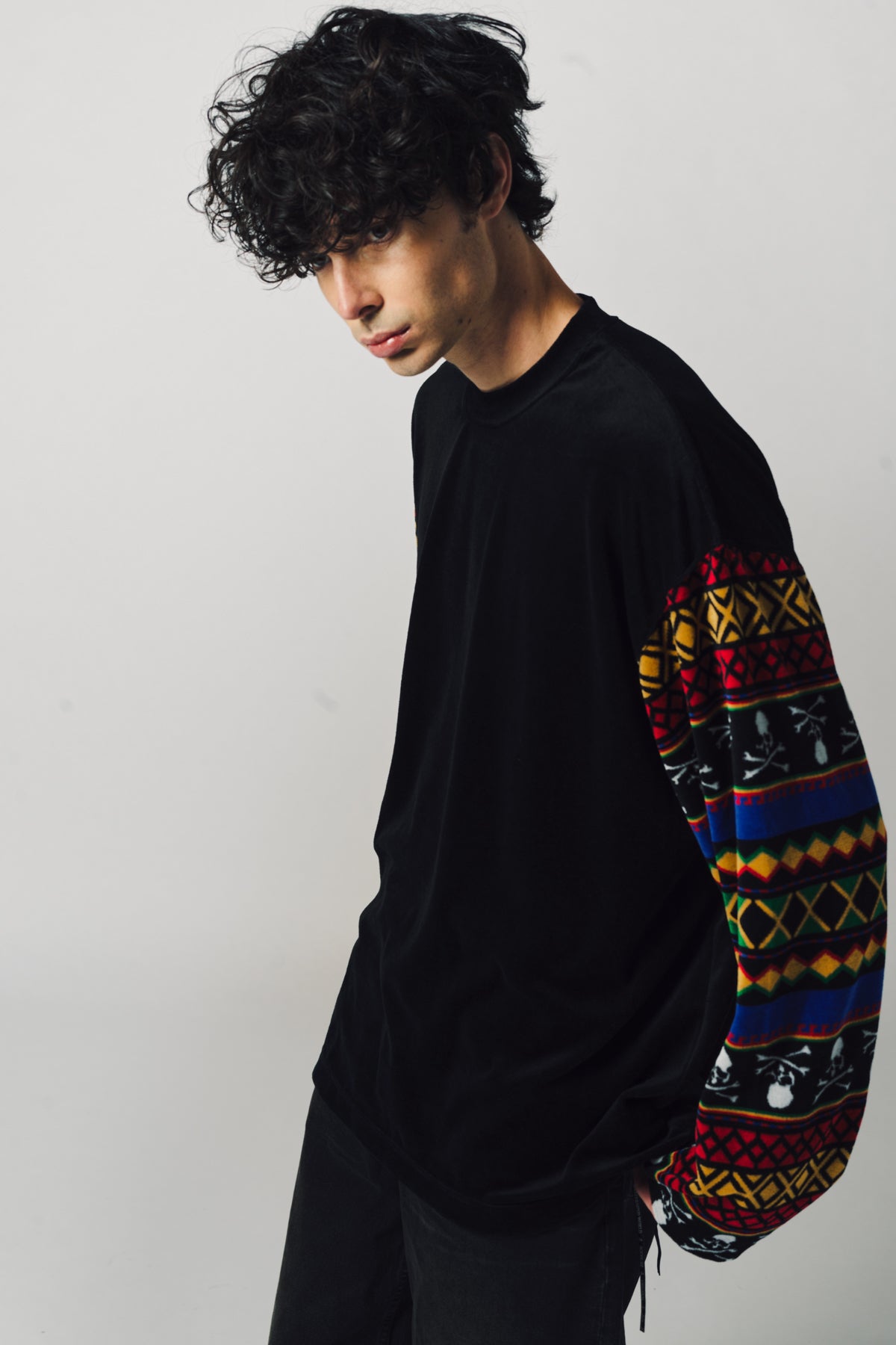 MASTERMIND | SWITCHED VELOUR LONG SLEEVE TEE - MAXFIELD LA