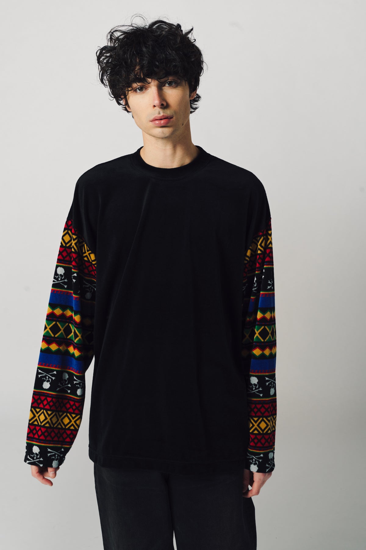 MASTERMIND | SWITCHED VELOUR LONG SLEEVE TEE - MAXFIELD LA