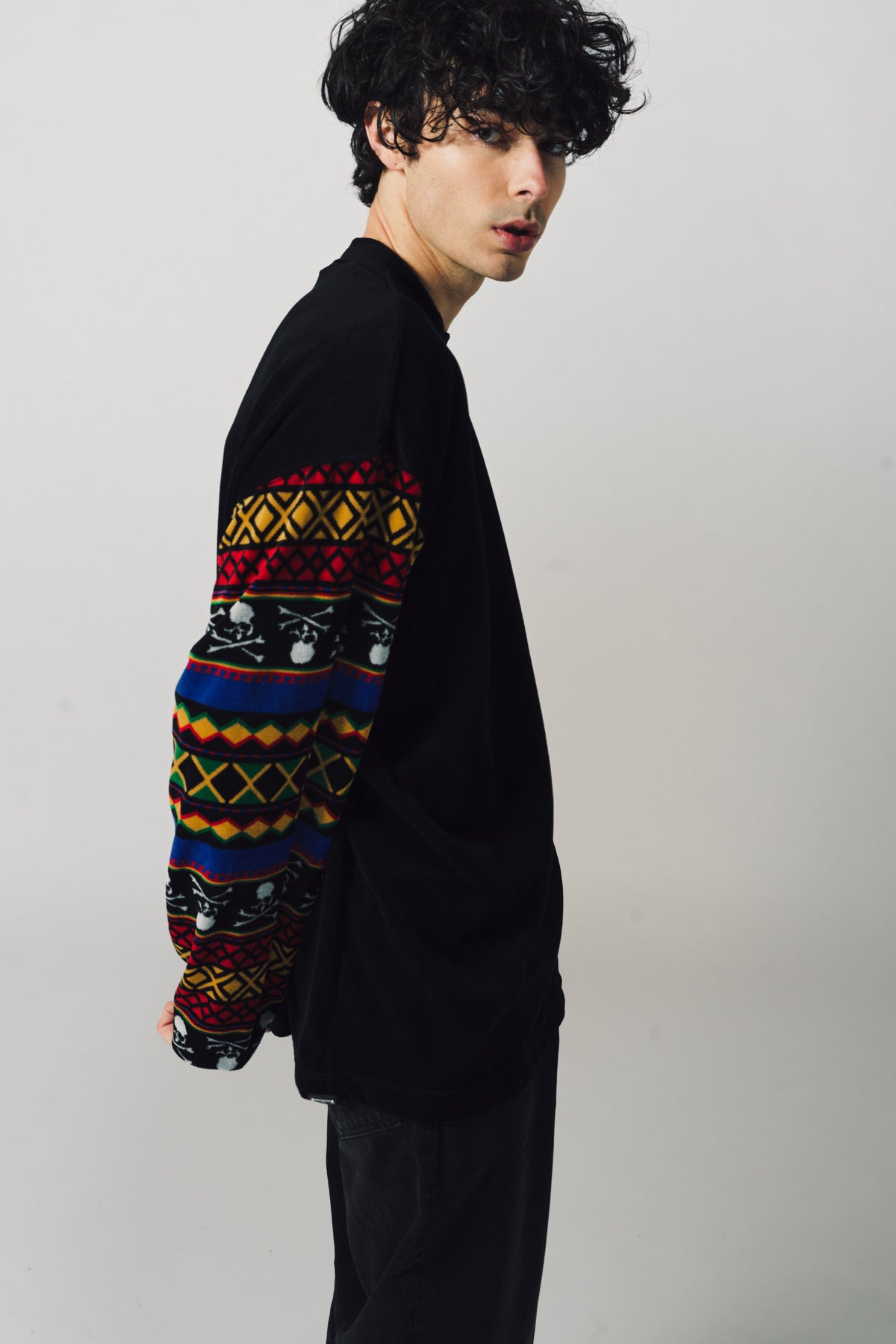 MASTERMIND | SWITCHED VELOUR LONG SLEEVE TEE - MAXFIELD LA