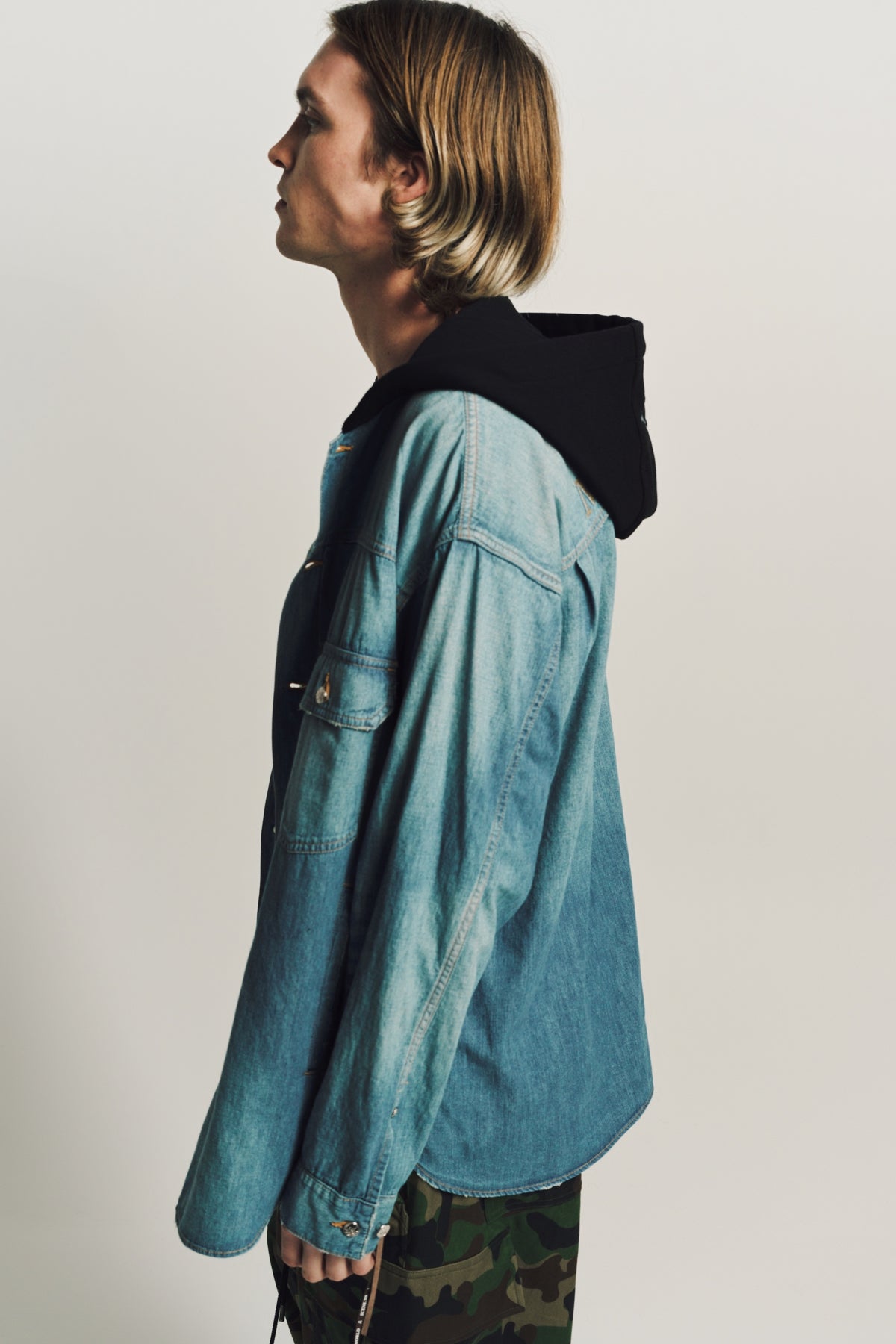 MASTERMIND | 2ND LONG SLEEVE HOODED DENIM SHIRT - MAXFIELD LA