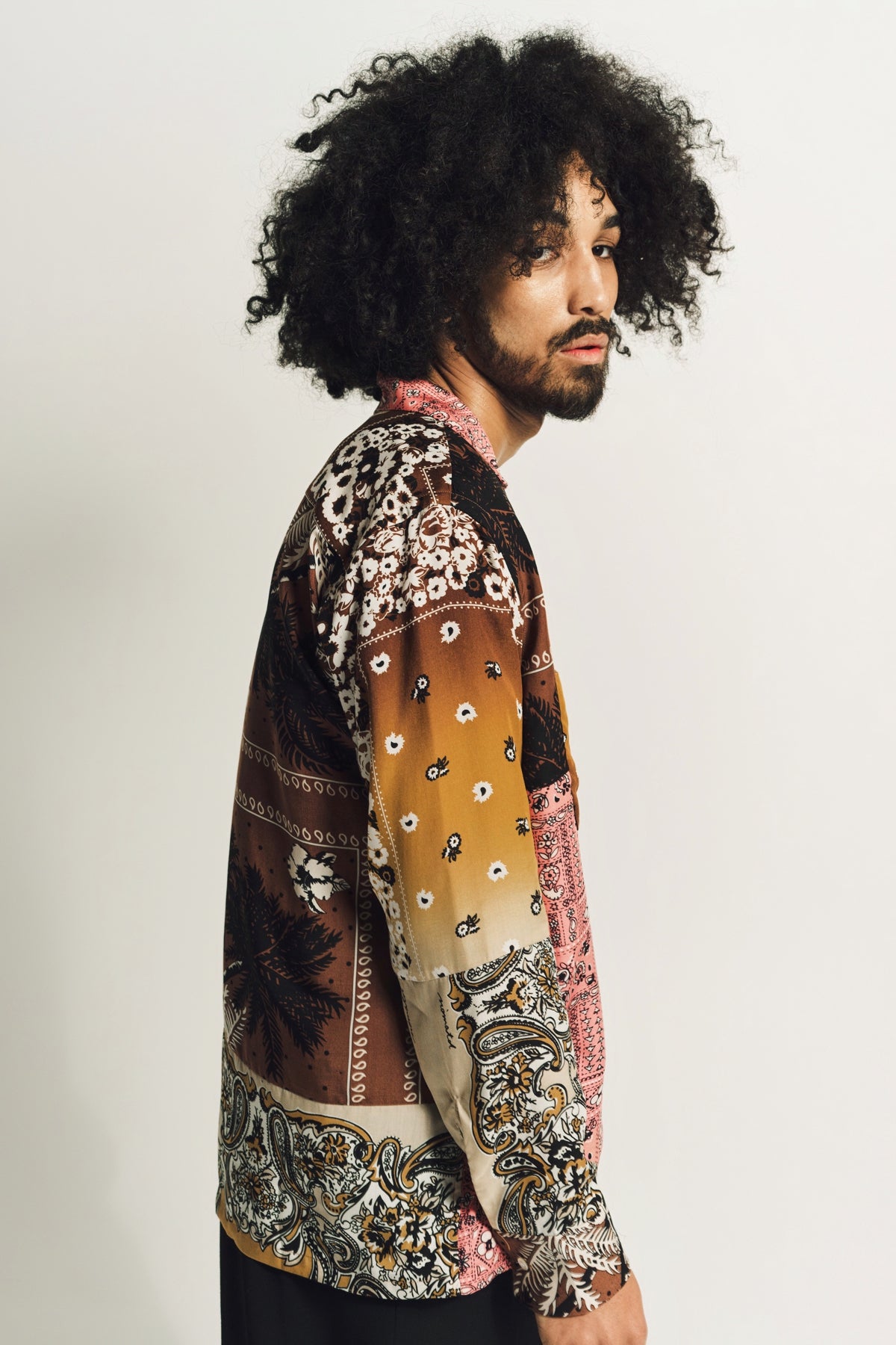 NOMA T.D. | PATCHWORK OPEN COLLAR SHIRT - MAXFIELD LA