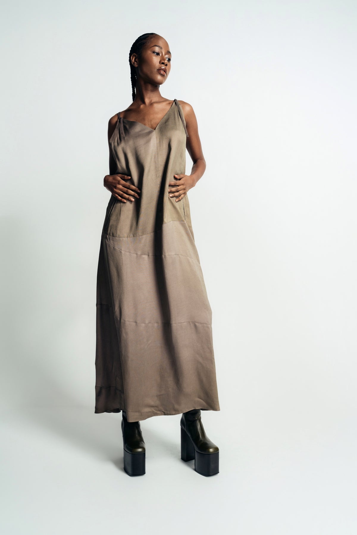 ZIGGY CHEN | V-NECK HALTER DRESS - MAXFIELD LA