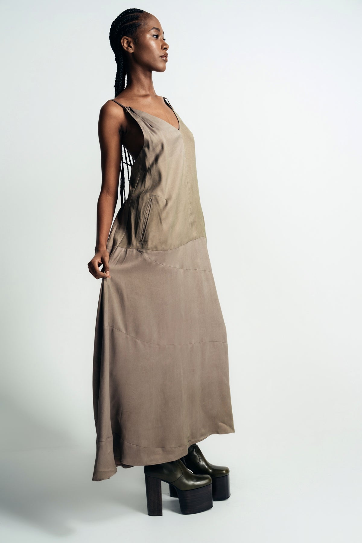 ZIGGY CHEN | V-NECK HALTER DRESS - MAXFIELD LA