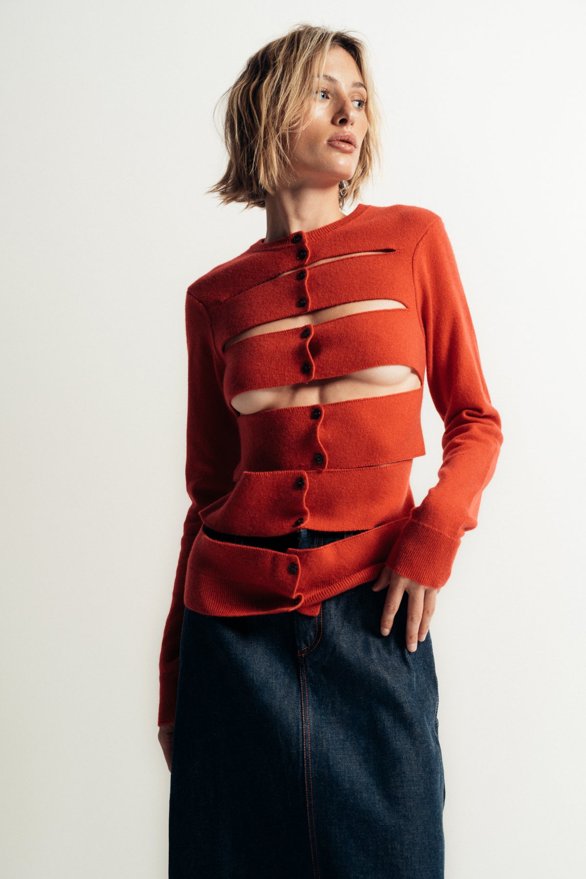 MERYLL ROGGE | CUT-OUT CARDIGAN - MAXFIELD LA