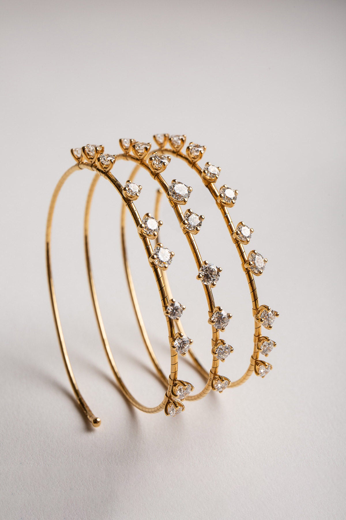 MATTIA CIELO | YELLOW GOLD DIAMOND SPIRAL BRACELET - MAXFIELD LA