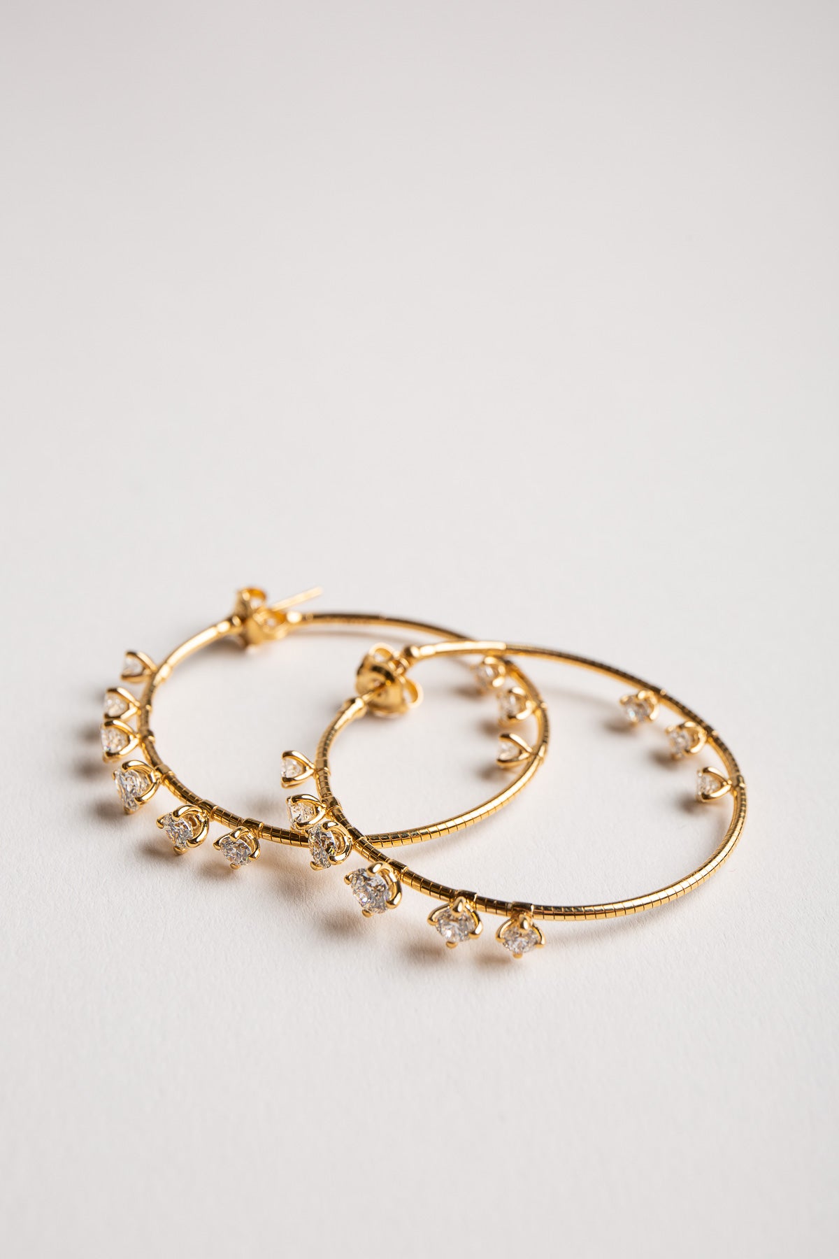 MATTIA CIELO | YELLOW GOLD DIAMOND HOOP EARRINGS - MAXFIELD LA