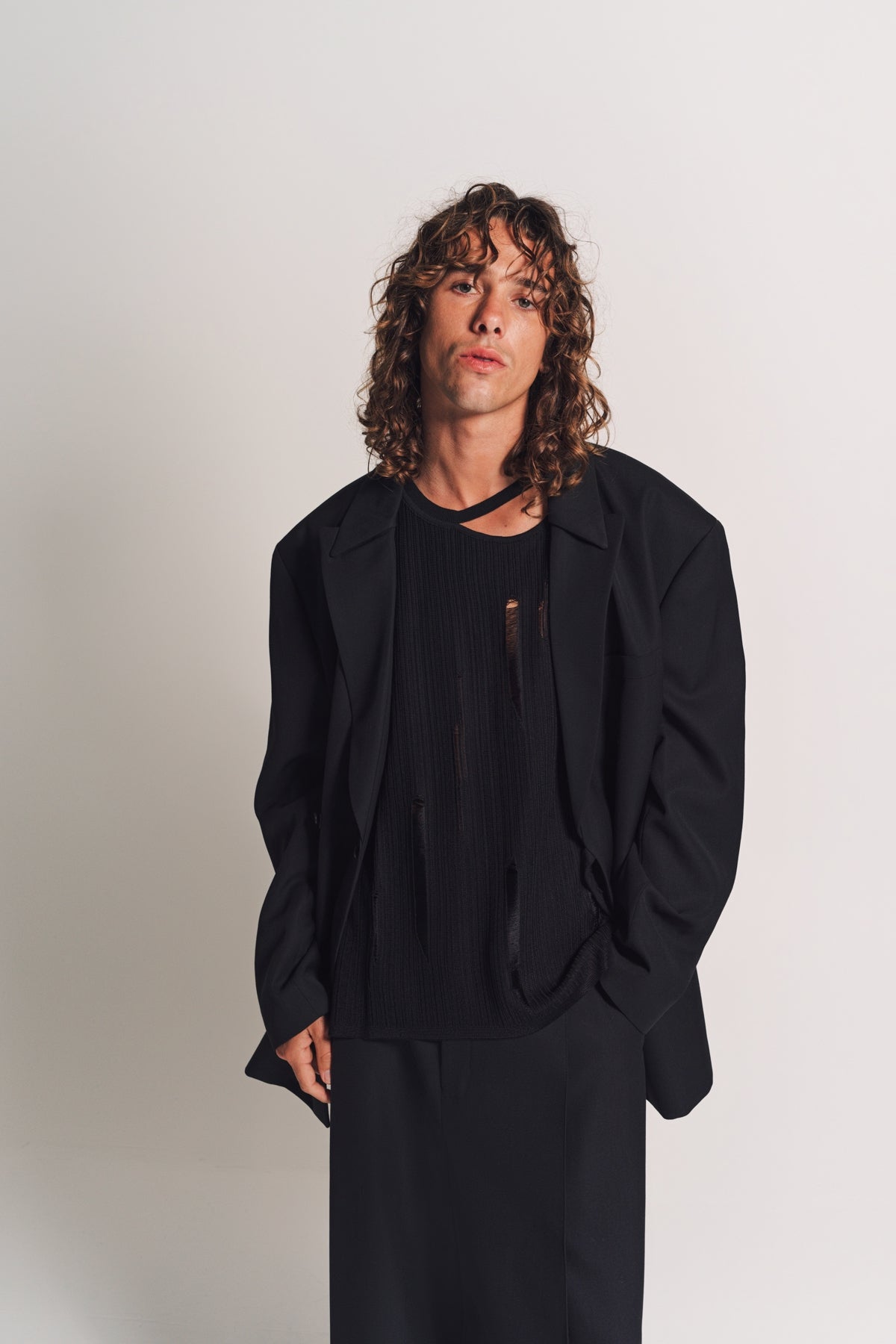 LOUIS GABRIEL NOUCHI | DOUBLE-BREASTED JACKET WITH DOUBLE COLLAR