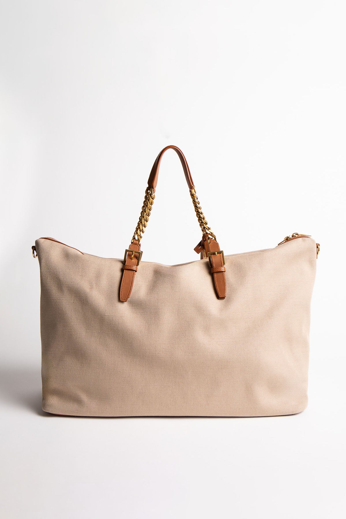 SAINT LAURENT グレージュ 牛皮 トートバッグ サック ド ジュール ソフト スモール（グレインレザー） ブラウン