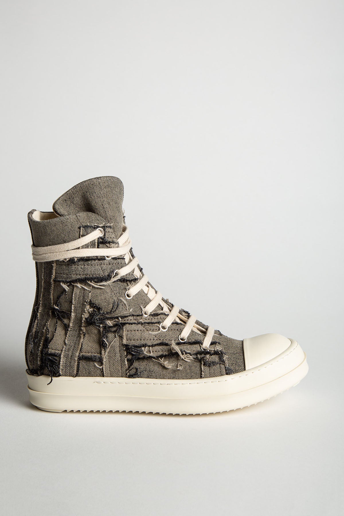 RICK OWENS DRKSHDW | SLASHED DENIM SNEAKERS - MAXFIELD LA