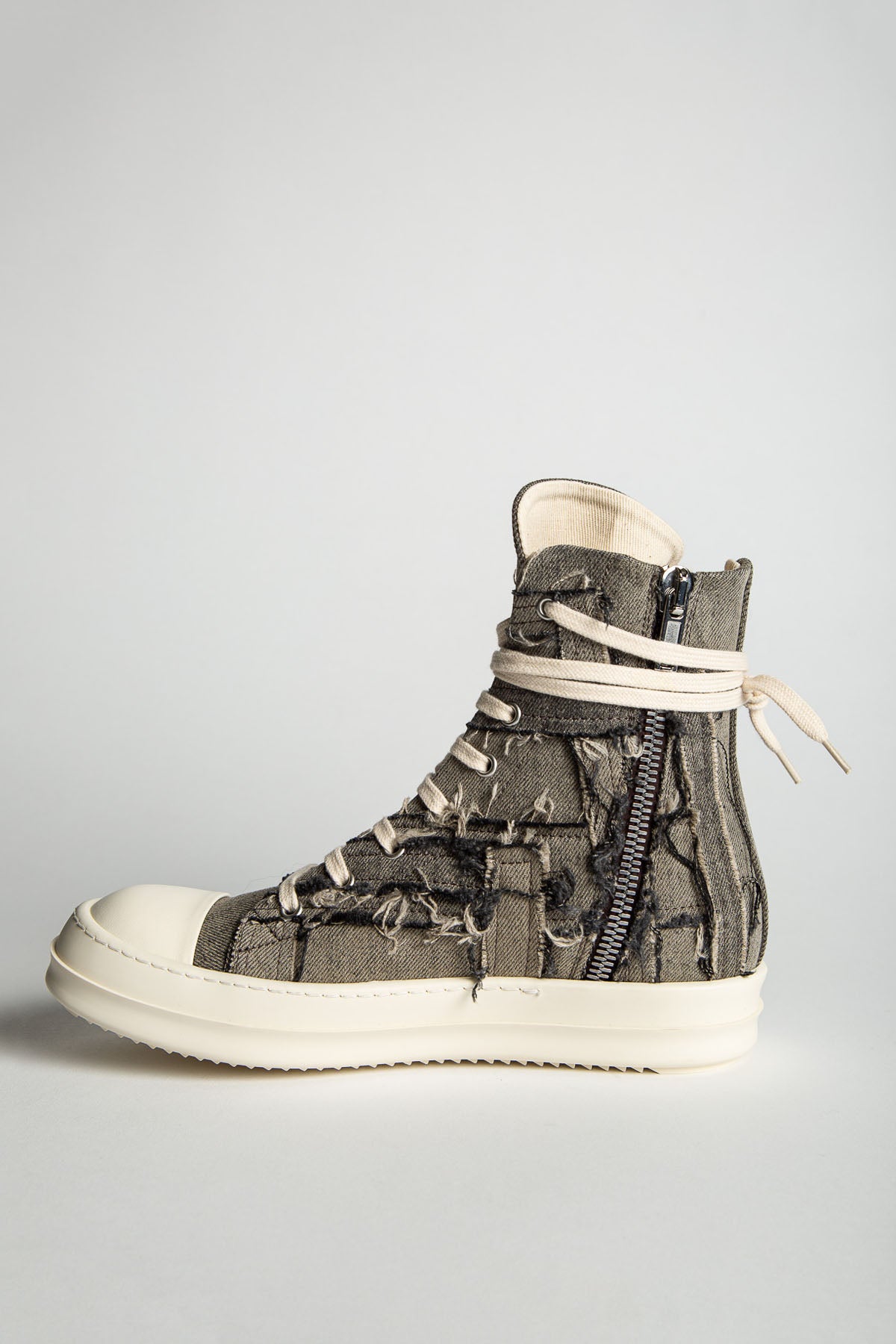RICK OWENS DRKSHDW | SLASHED DENIM SNEAKERS - MAXFIELD LA