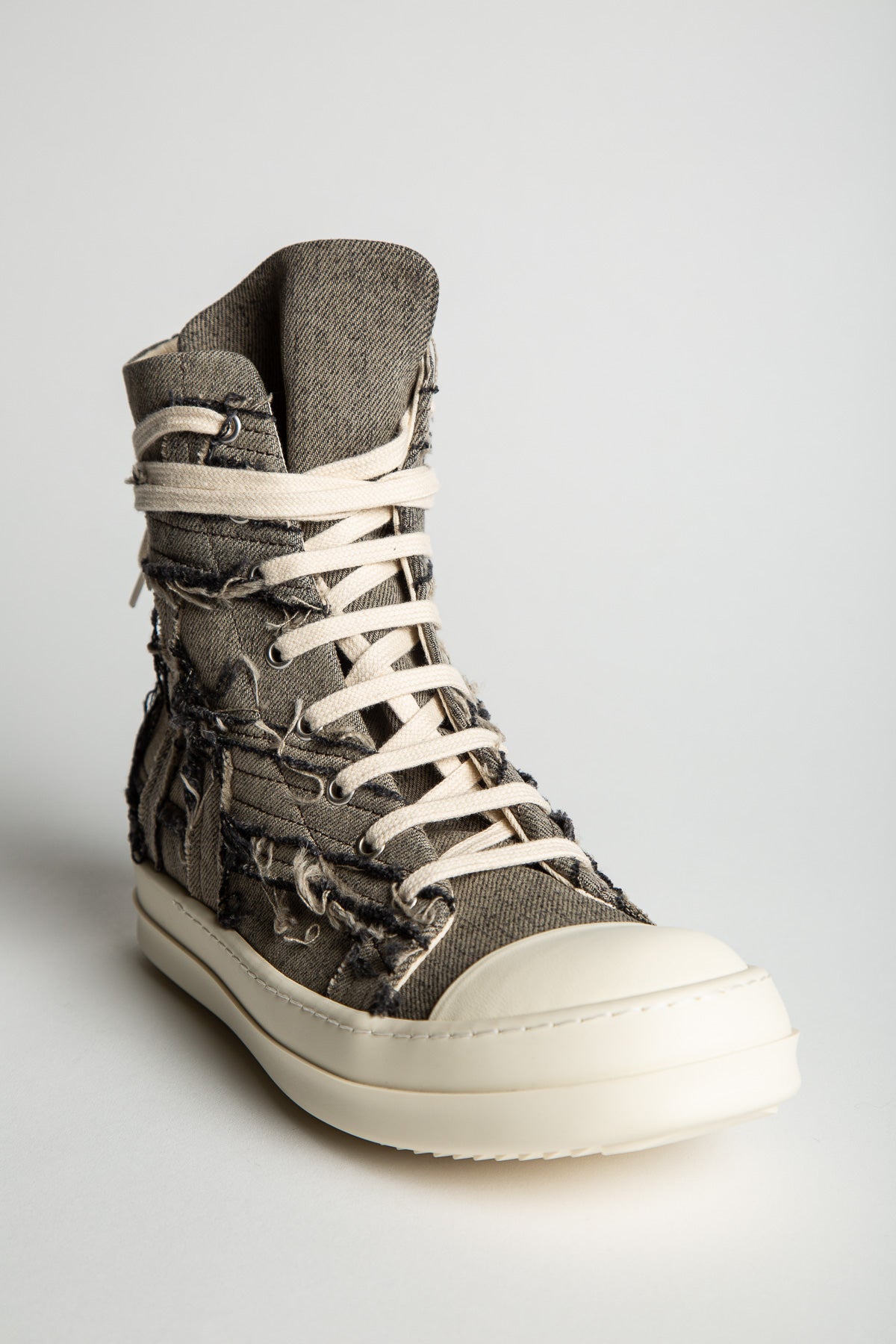 RICK OWENS DRKSHDW | SLASHED DENIM SNEAKERS - MAXFIELD LA