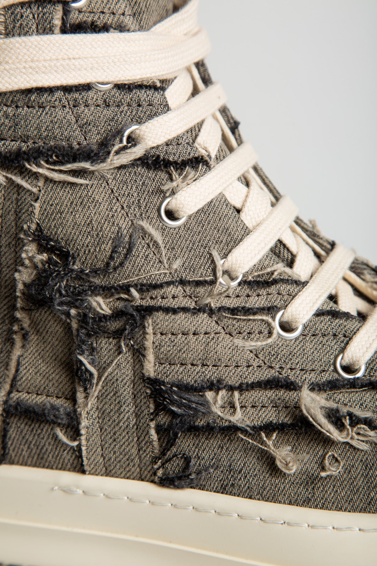 RICK OWENS DRKSHDW | SLASHED DENIM SNEAKERS - MAXFIELD LA