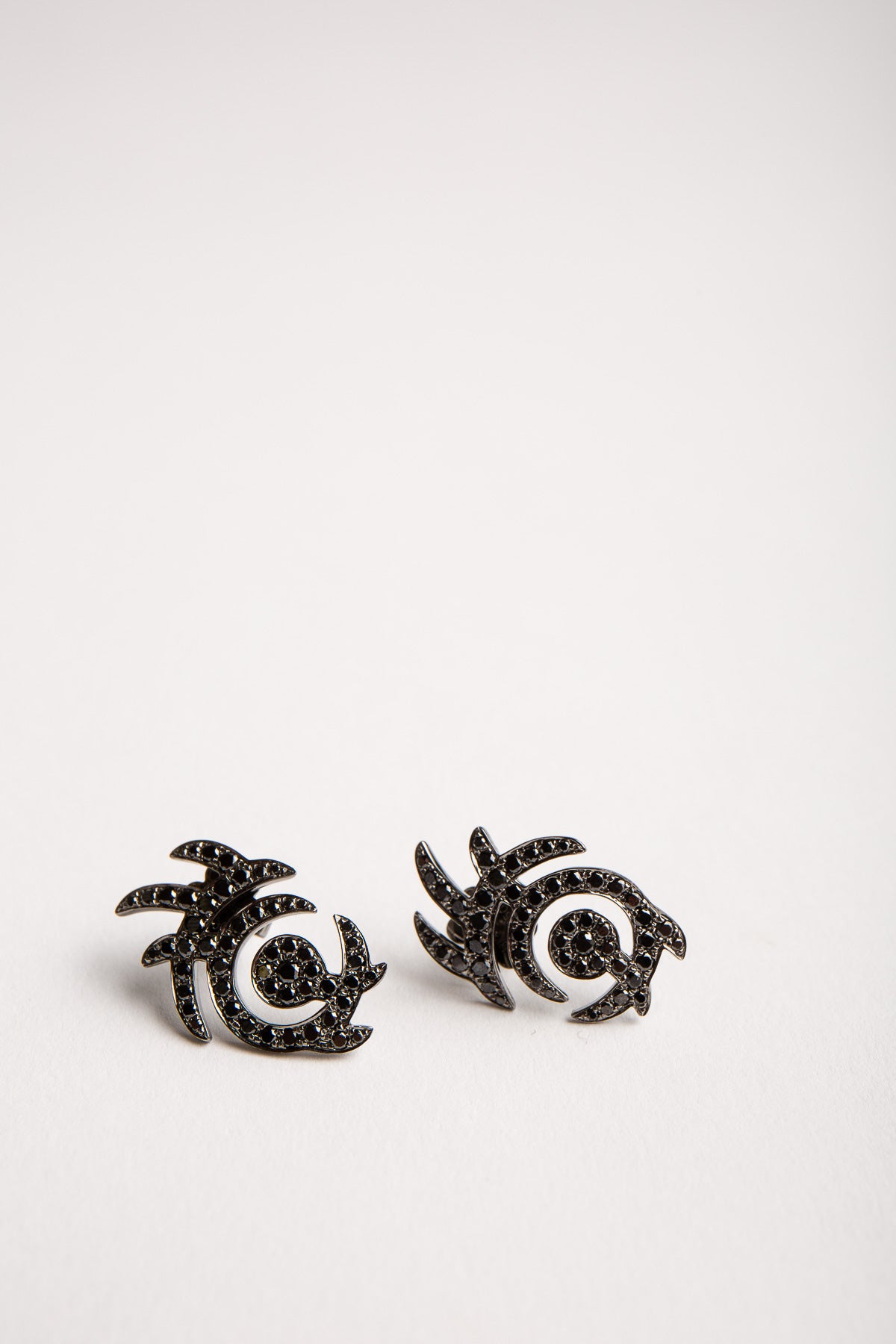 STEFERE | 18K WHITE GOLD 108 BLACK DIAMOND EARRINGS - MAXFIELD LA
