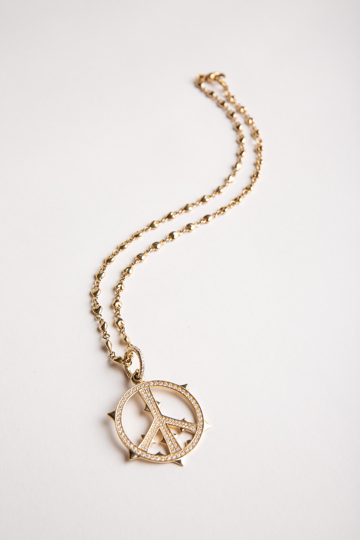 LOREE RODKIN | PAVE DIAMOND MEDIUM PEACE SIGN PENDANT - MAXFIELD LA